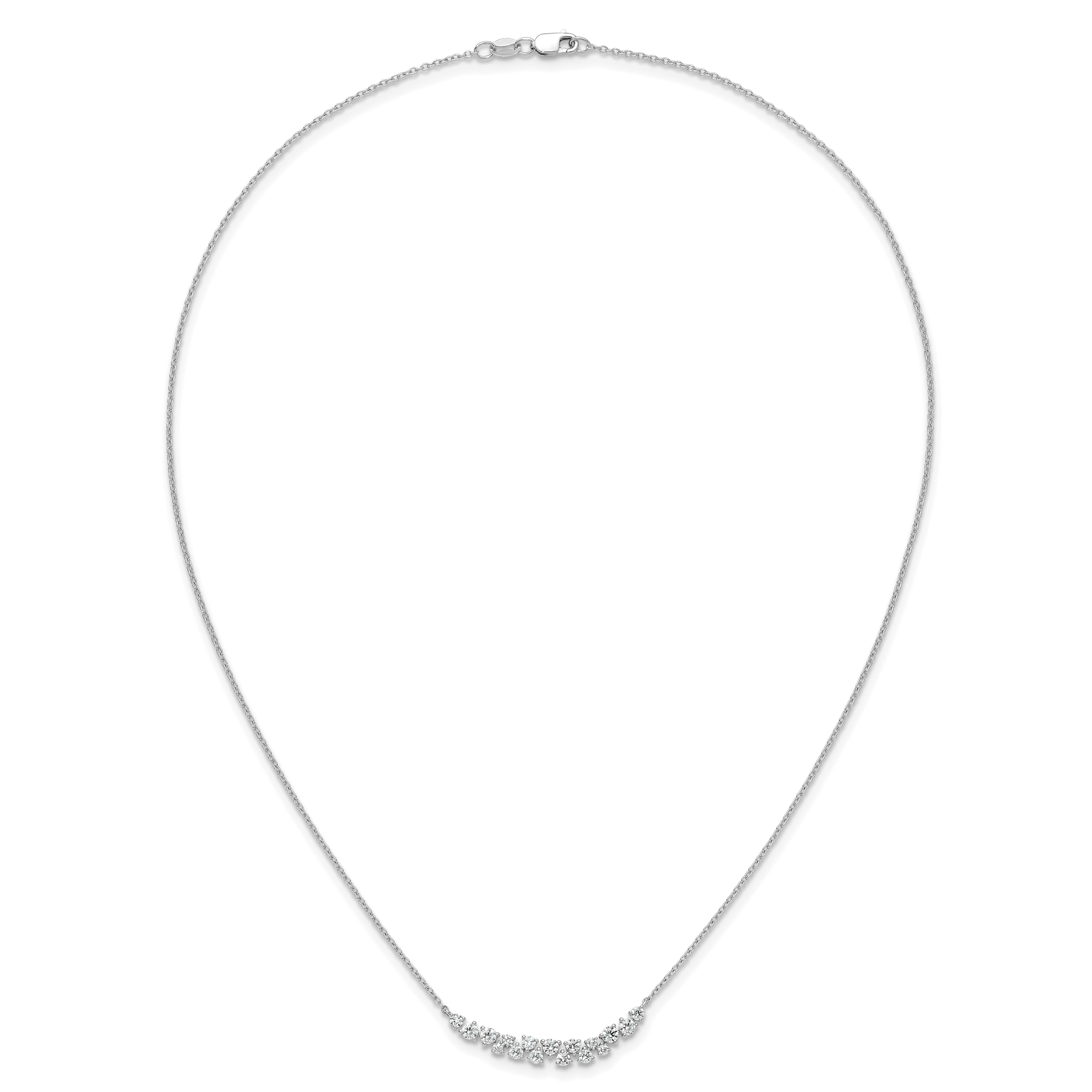 14k White Gold 7/8 carat Lab Grown Diamond VS/SI+ G+ Complete 18 inch Fashion Bar Necklace