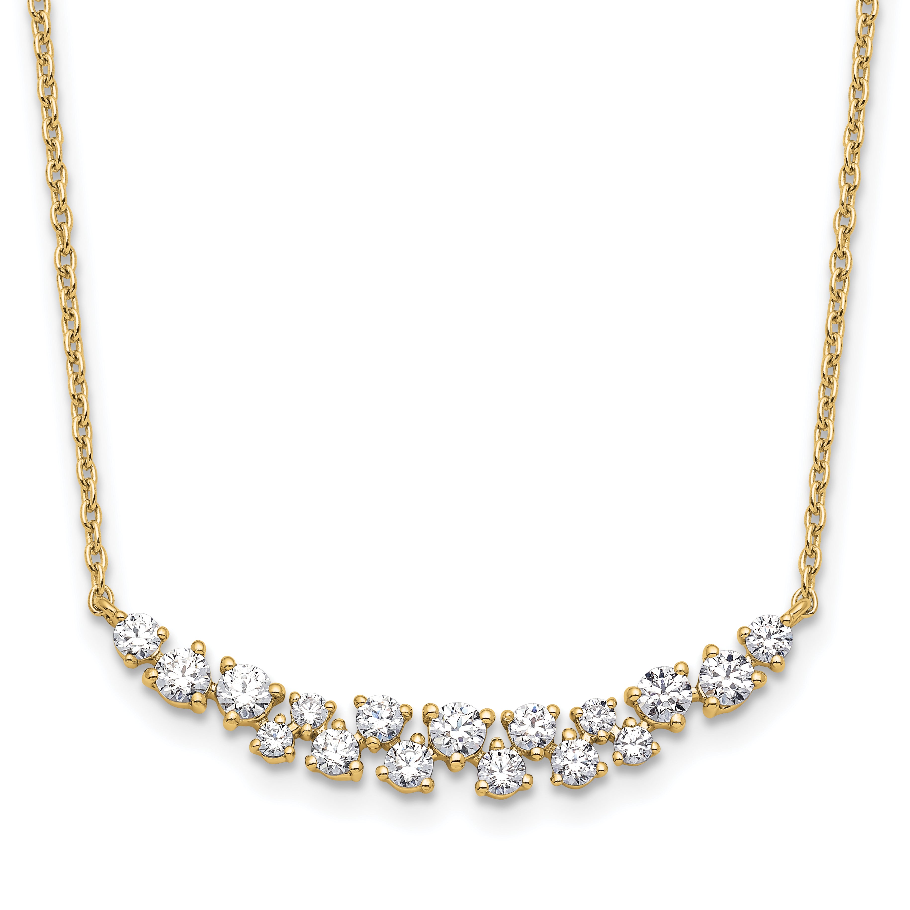 14k 7/8 carat Lab Grown Diamond VS/SI+ G+ Complete 18 inch Fashion Bar Necklace