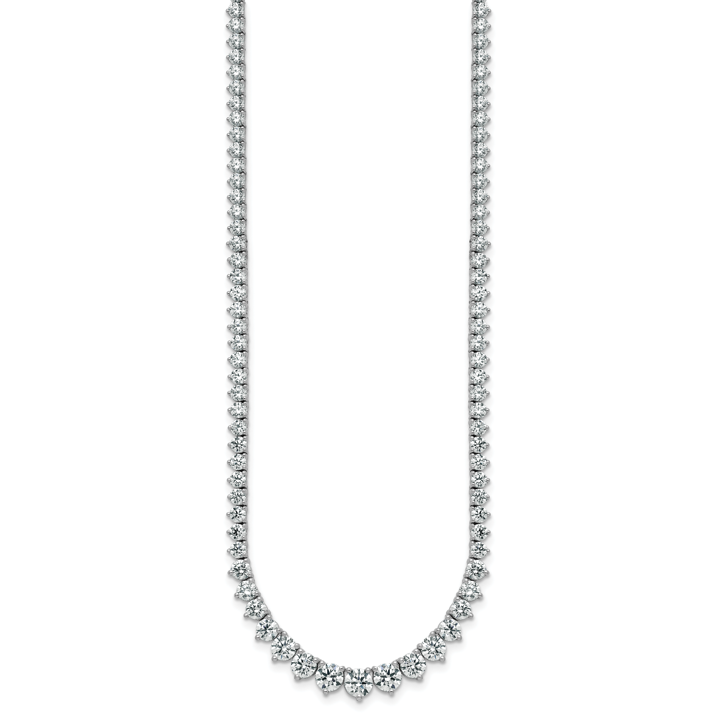 14k White Gold 16 1/3 carat Certified Lab Grown Diamond VS/SI+ G+ Complete Round 18 inch Graduated Tennis Necklace