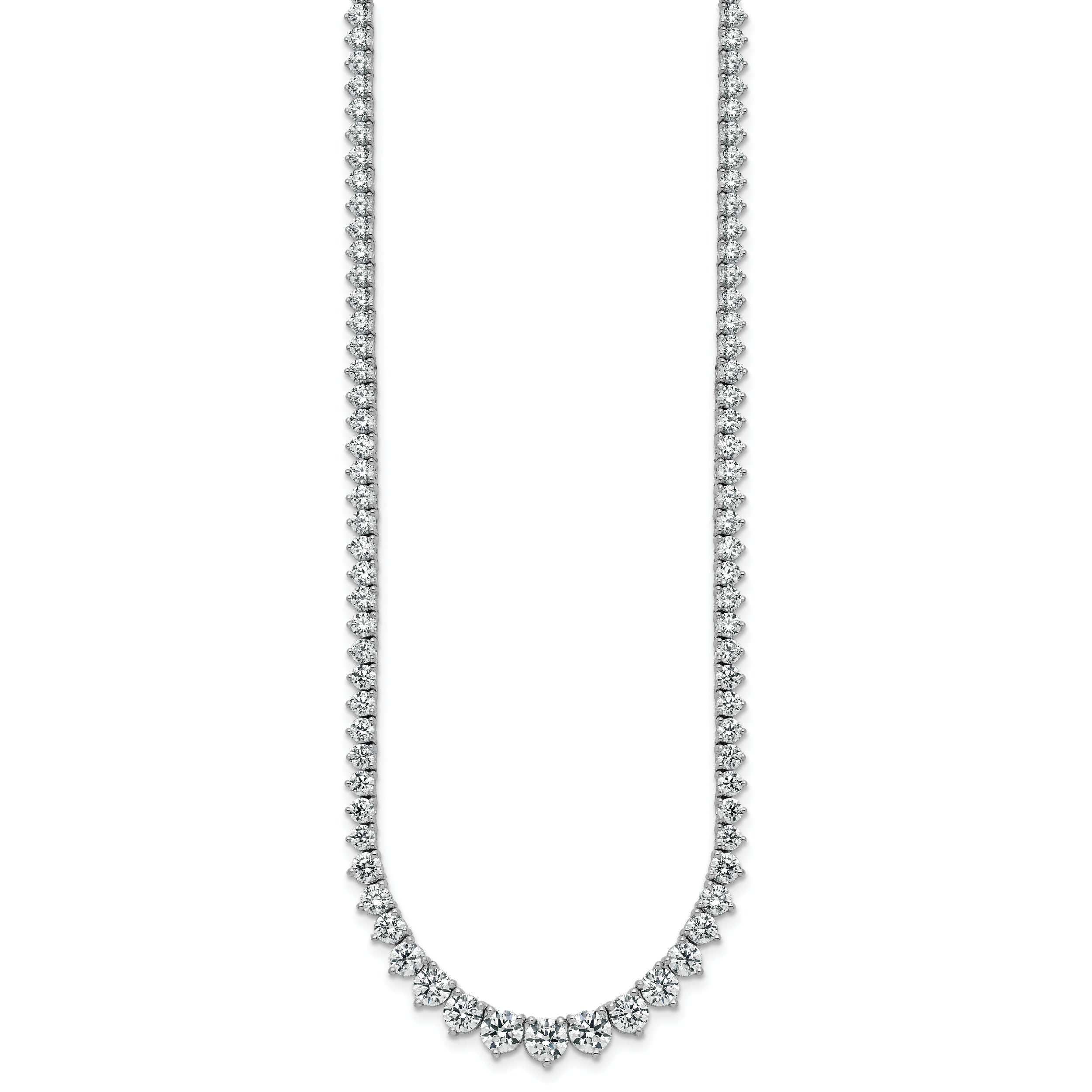 14k White Gold 16 1/3 carat Certified Lab Grown Diamond VS+ F+ Complete Round 18 inch Graduated Tennis Necklace