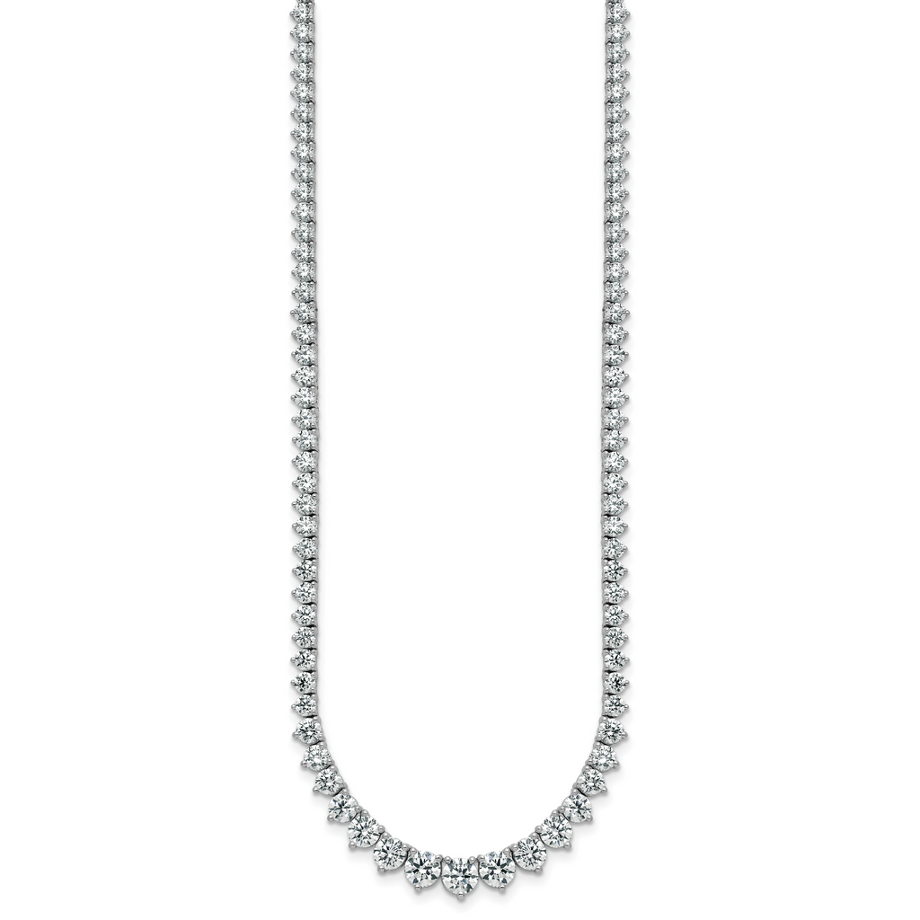 14k White Gold 16 1/3 carat Certified Lab Grown Diamond VS+ F+ Complete Round 18 inch Graduated Tennis Necklace