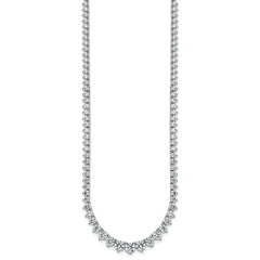 14k White Gold 16 1/3 carat Certified Lab Grown Diamond VS+ F+ Complete Round 18 inch Graduated Tennis Necklace