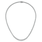 14k White Gold 16 1/3 carat Lab Grown Diamond VS+ F+ Complete Round 18 inch Graduated Tennis Necklace