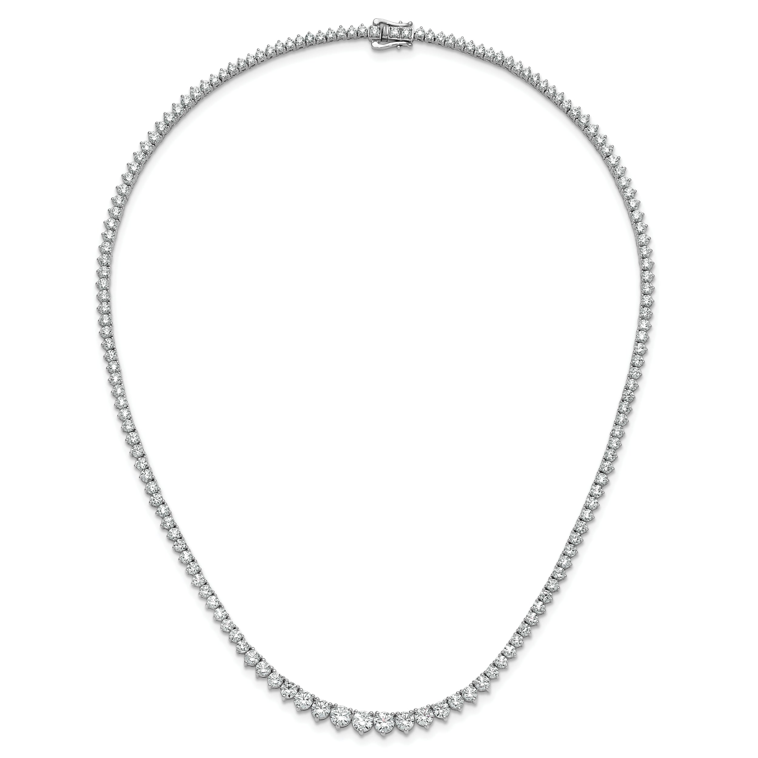 14k White Gold 16 1/3 carat Certified Lab Grown Diamond VS+ F+ Complete Round 18 inch Graduated Tennis Necklace