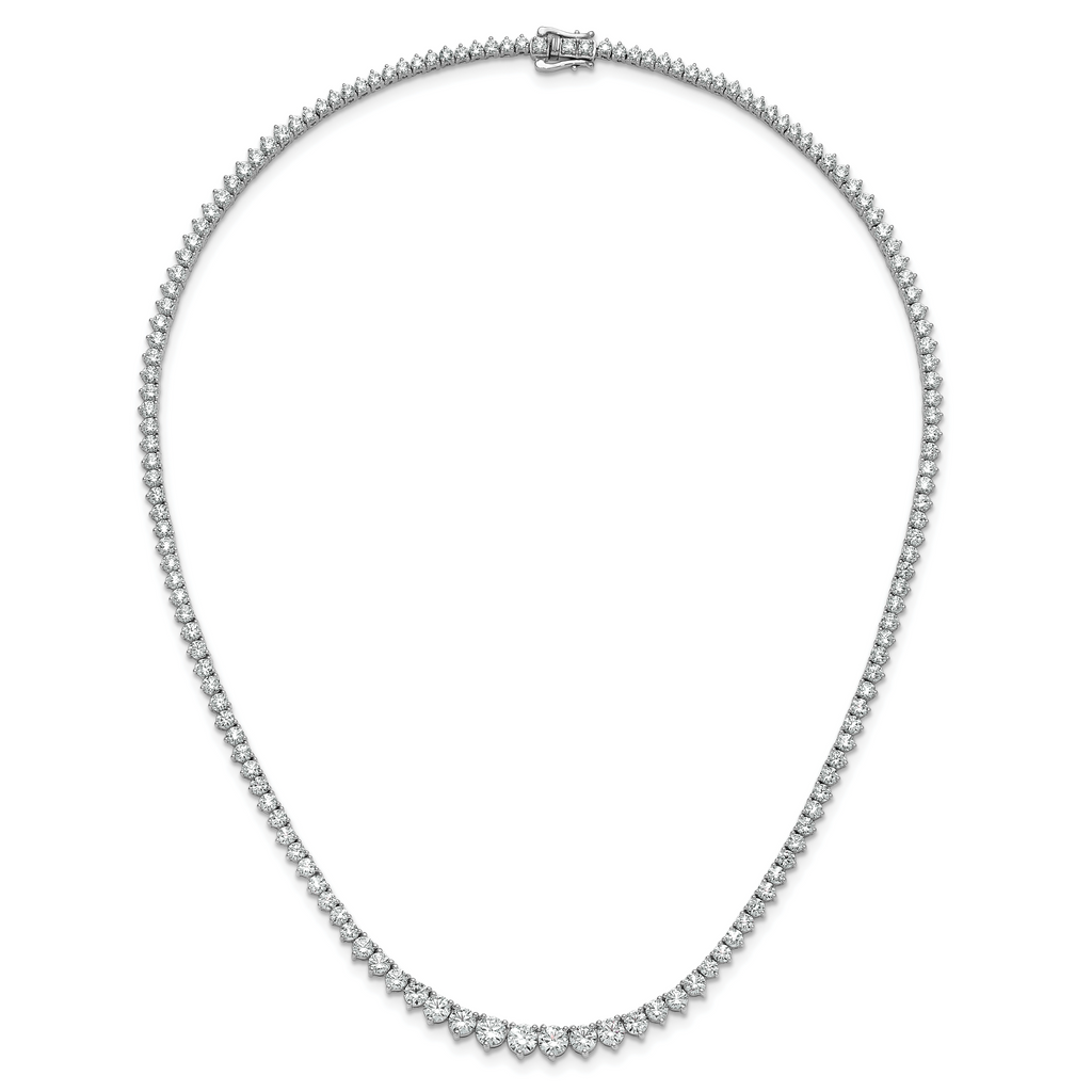 14k White Gold 16 1/3 carat Certified Lab Grown Diamond VS+ F+ Complete Round 18 inch Graduated Tennis Necklace
