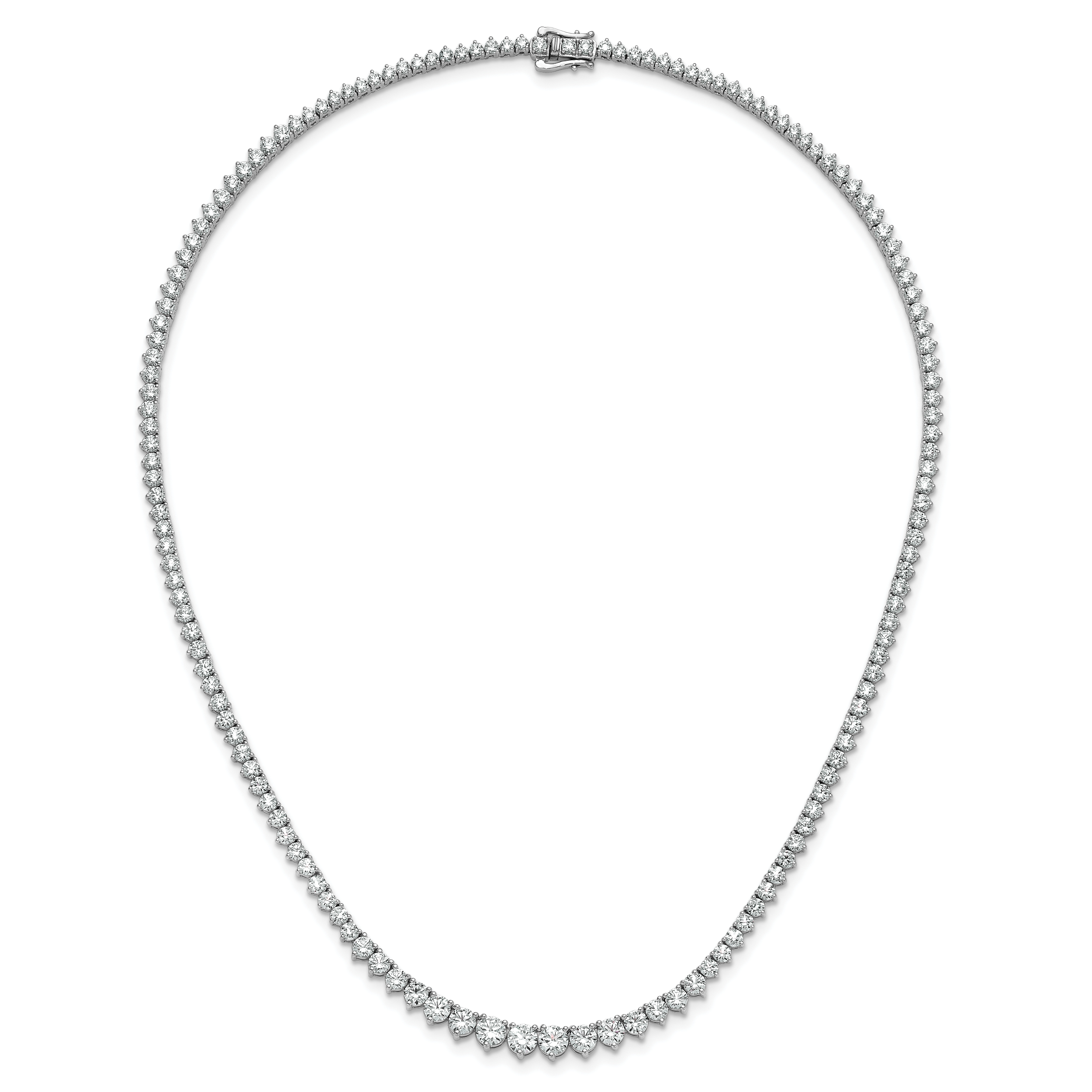 14k White Gold 16 1/3 carat Certified Lab Grown Diamond VS+ F+ Complete Round 18 inch Graduated Tennis Necklace