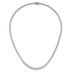 14k White Gold 16 1/3 carat Certified Lab Grown Diamond VS+ F+ Complete Round 18 inch Graduated Tennis Necklace