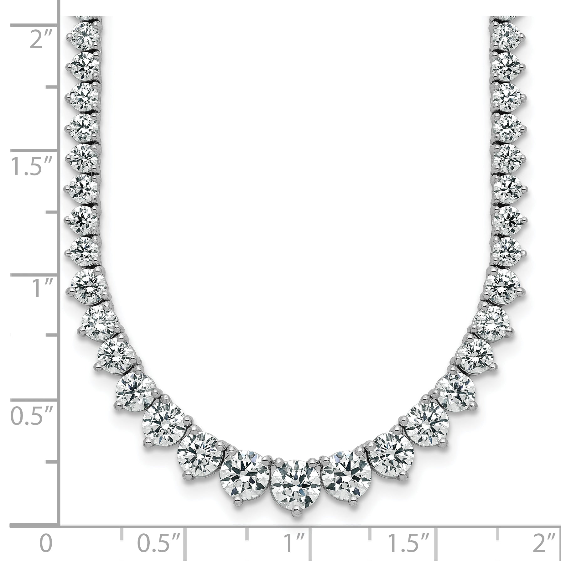 14k White Gold 16 1/3 carat Certified Lab Grown Diamond VS+ F+ Complete Round 18 inch Graduated Tennis Necklace