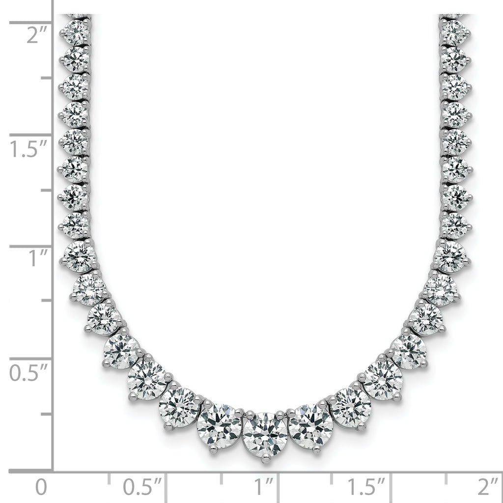 14k White Gold 16 1/3 carat Certified Lab Grown Diamond VS+ F+ Complete Round 18 inch Graduated Tennis Necklace