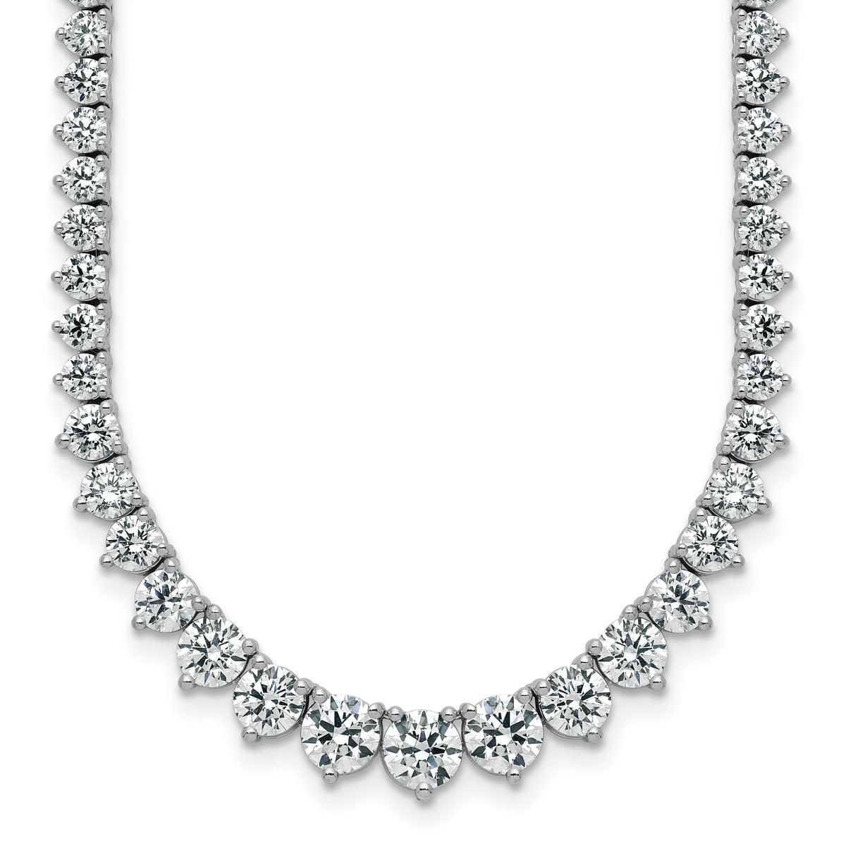 14k White Gold 16 1/3 carat Certified Lab Grown Diamond VS+ F+ Complete Round 18 inch Graduated Tennis Necklace