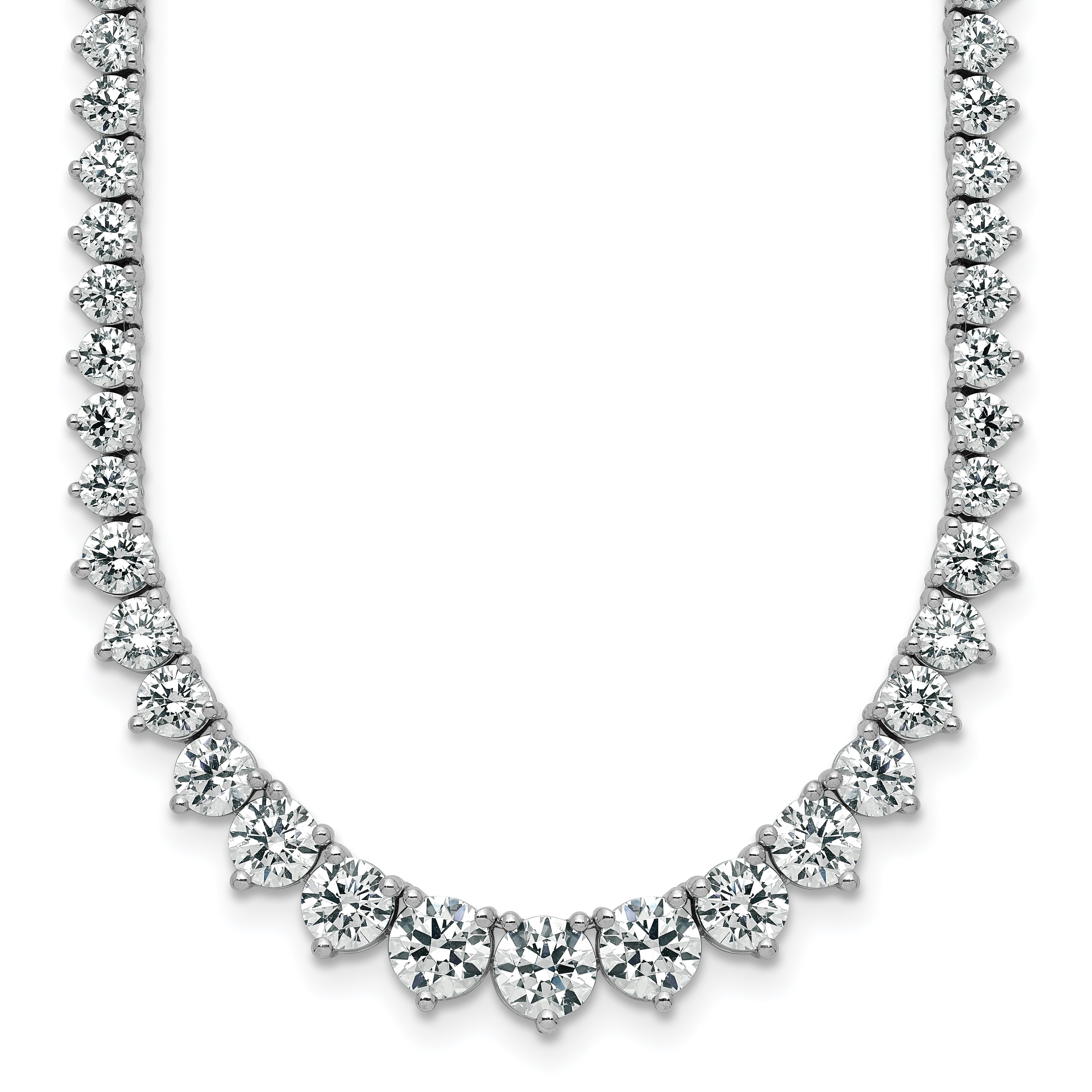 14k White Gold 16 1/3 carat Lab Grown Diamond VS/SI+ G+ Complete Round 18 inch Graduated Tennis Necklace
