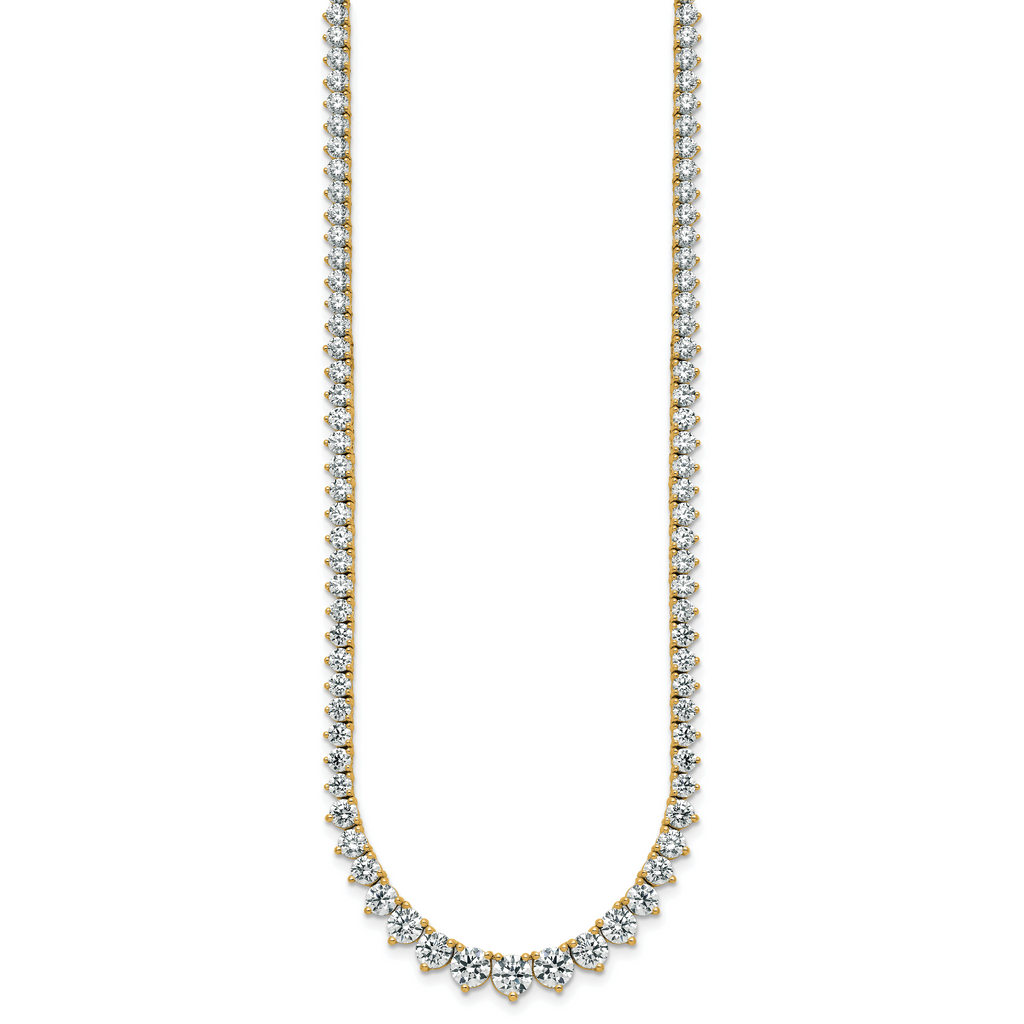 14k 16 1/3 carat Certified Lab Grown Diamond VS+ F+ Complete Round 18 inch Graduated Tennis Necklace