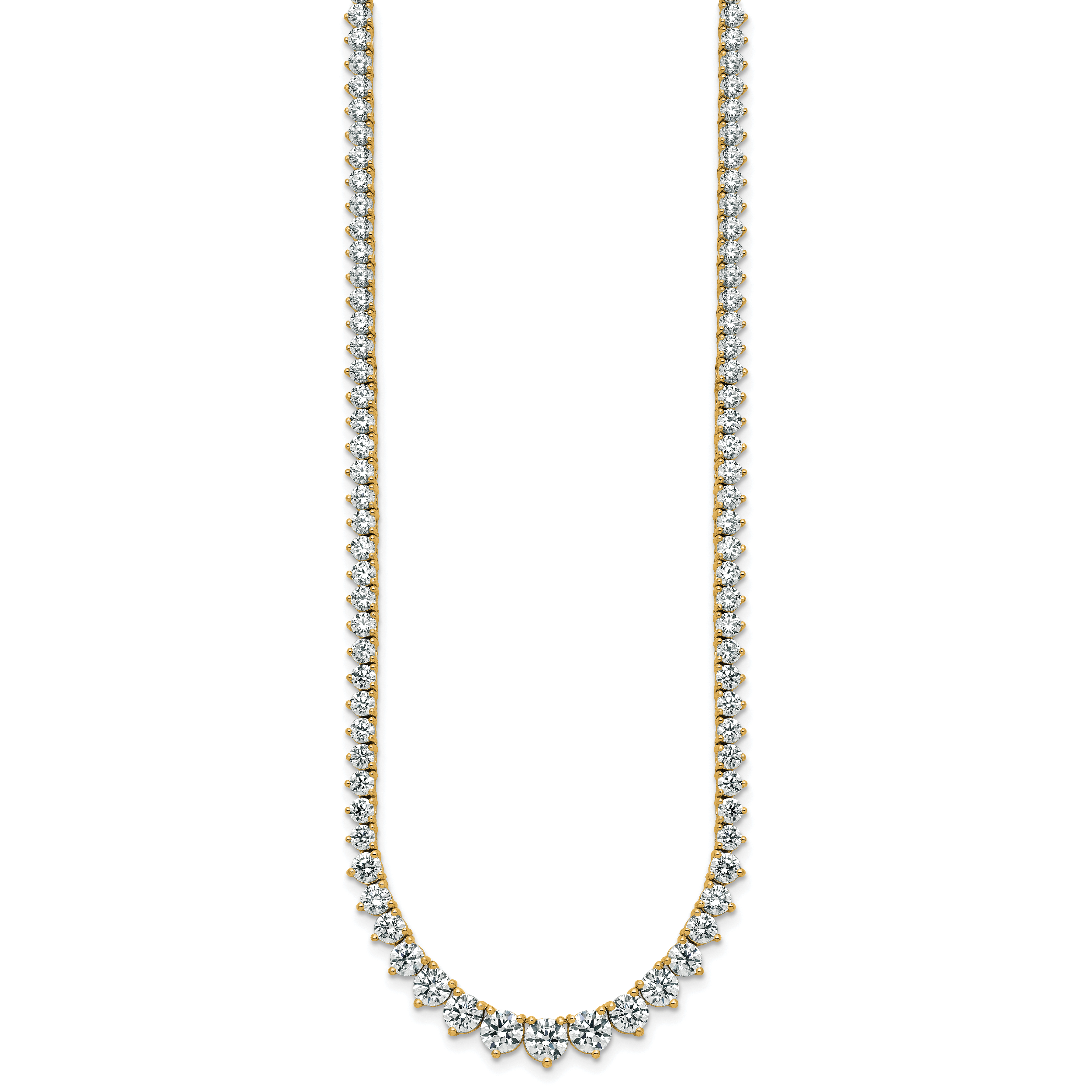 14k 16 1/3 carat Lab Grown Diamond VS/SI+ G+ Complete Round 18 inch Graduated Tennis Necklace