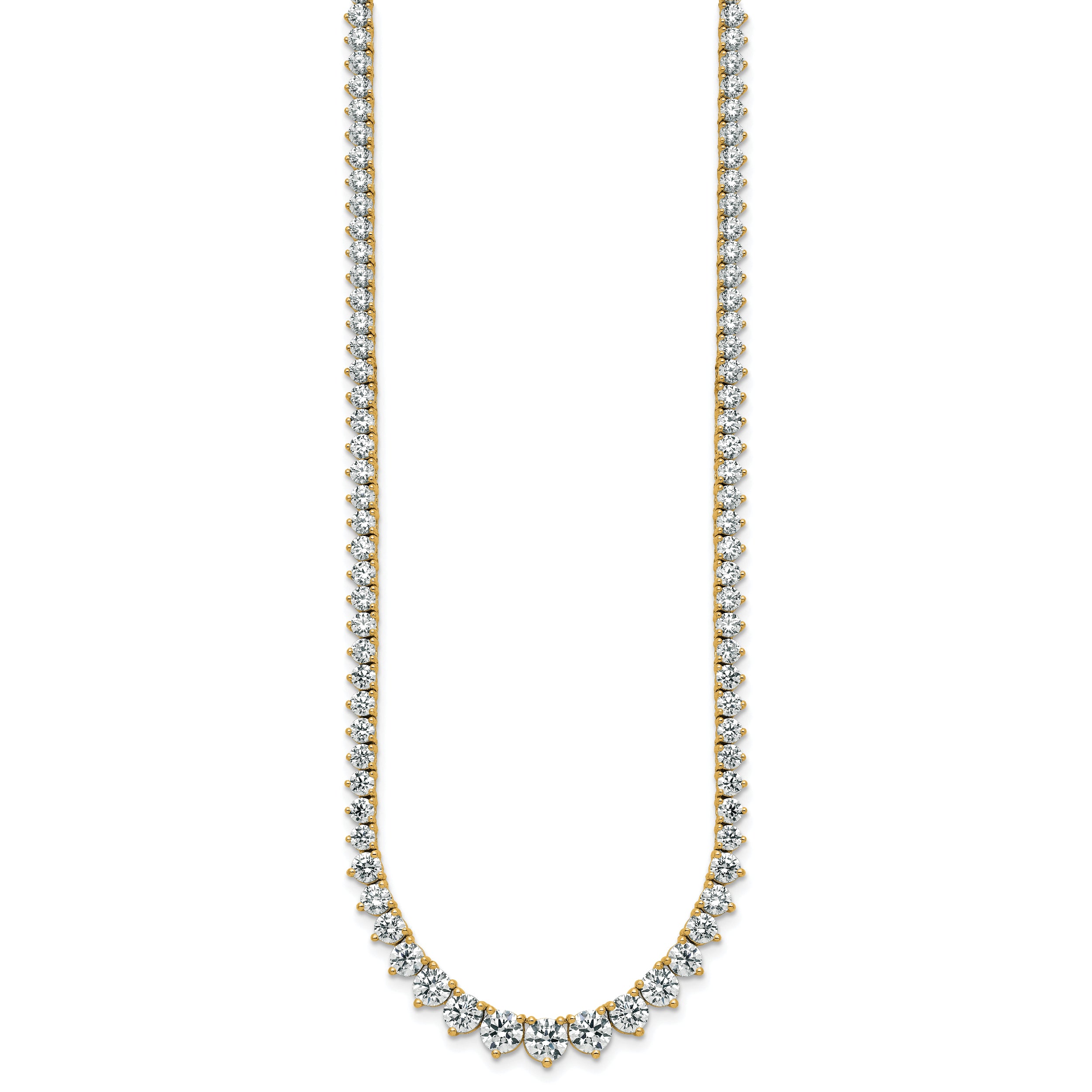 14k 16 1/3 carat Certified Lab Grown Diamond VS/SI+ G+ Complete Round 18 inch Graduated Tennis Necklace