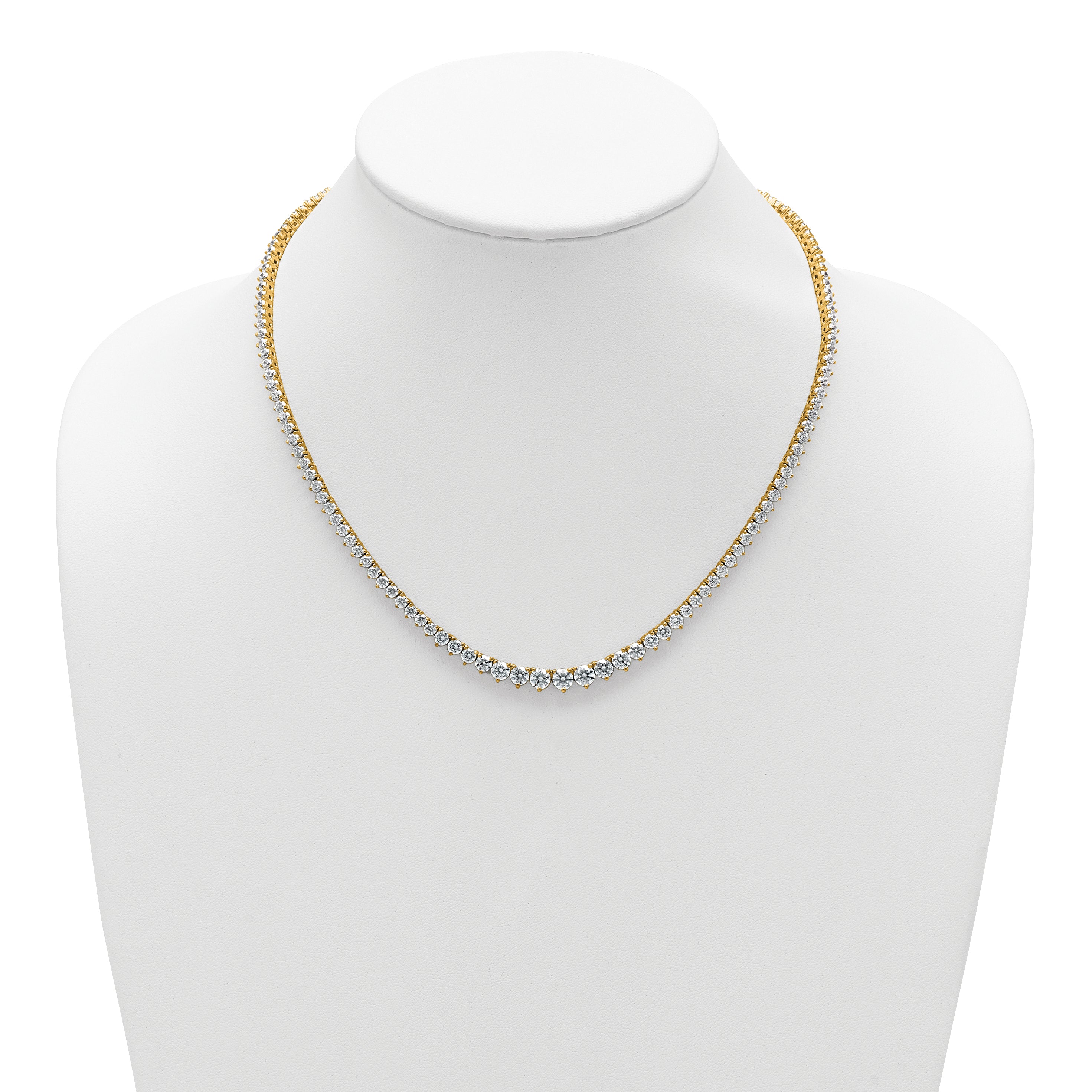 14k 16 1/3 carat Lab Grown Diamond VS+ F+ Complete Round 18 inch Graduated Tennis Necklace