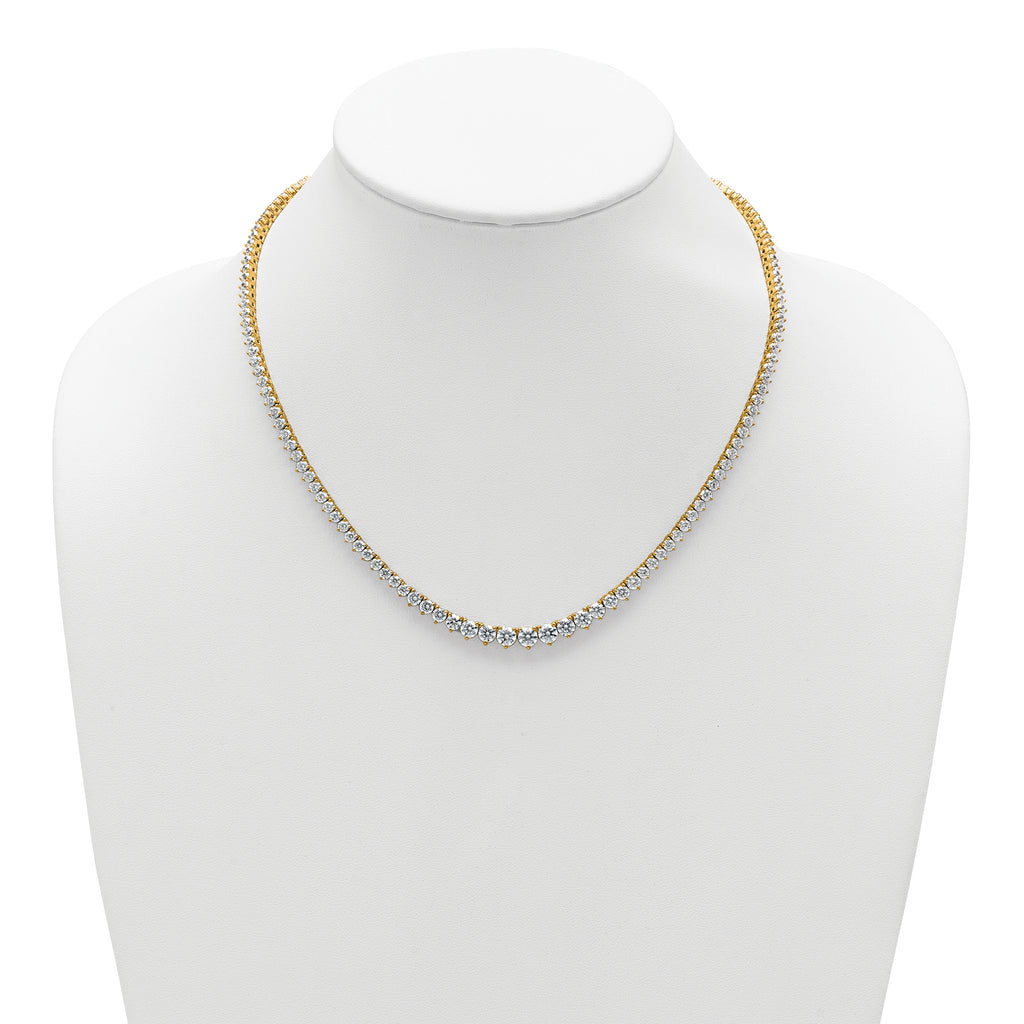 14k 16 1/3 carat Certified Lab Grown Diamond VS+ F+ Complete Round 18 inch Graduated Tennis Necklace