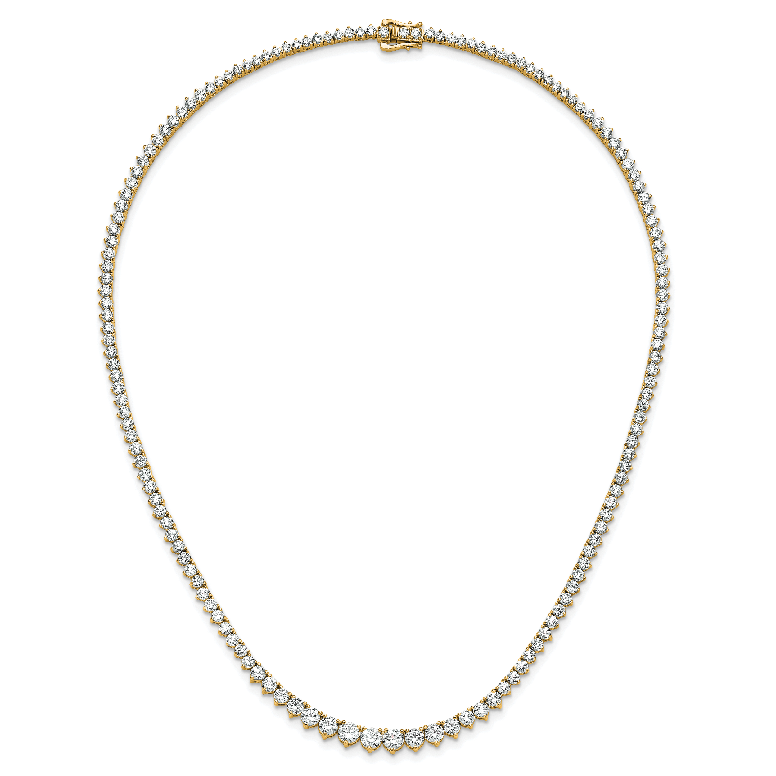 14k 16 1/3 carat Lab Grown Diamond VS/SI+ G+ Complete Round 18 inch Graduated Tennis Necklace