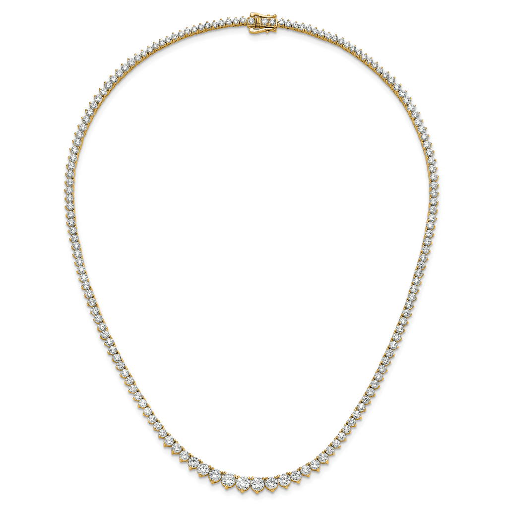 14k 16 1/3 carat Certified Lab Grown Diamond VS+ F+ Complete Round 18 inch Graduated Tennis Necklace