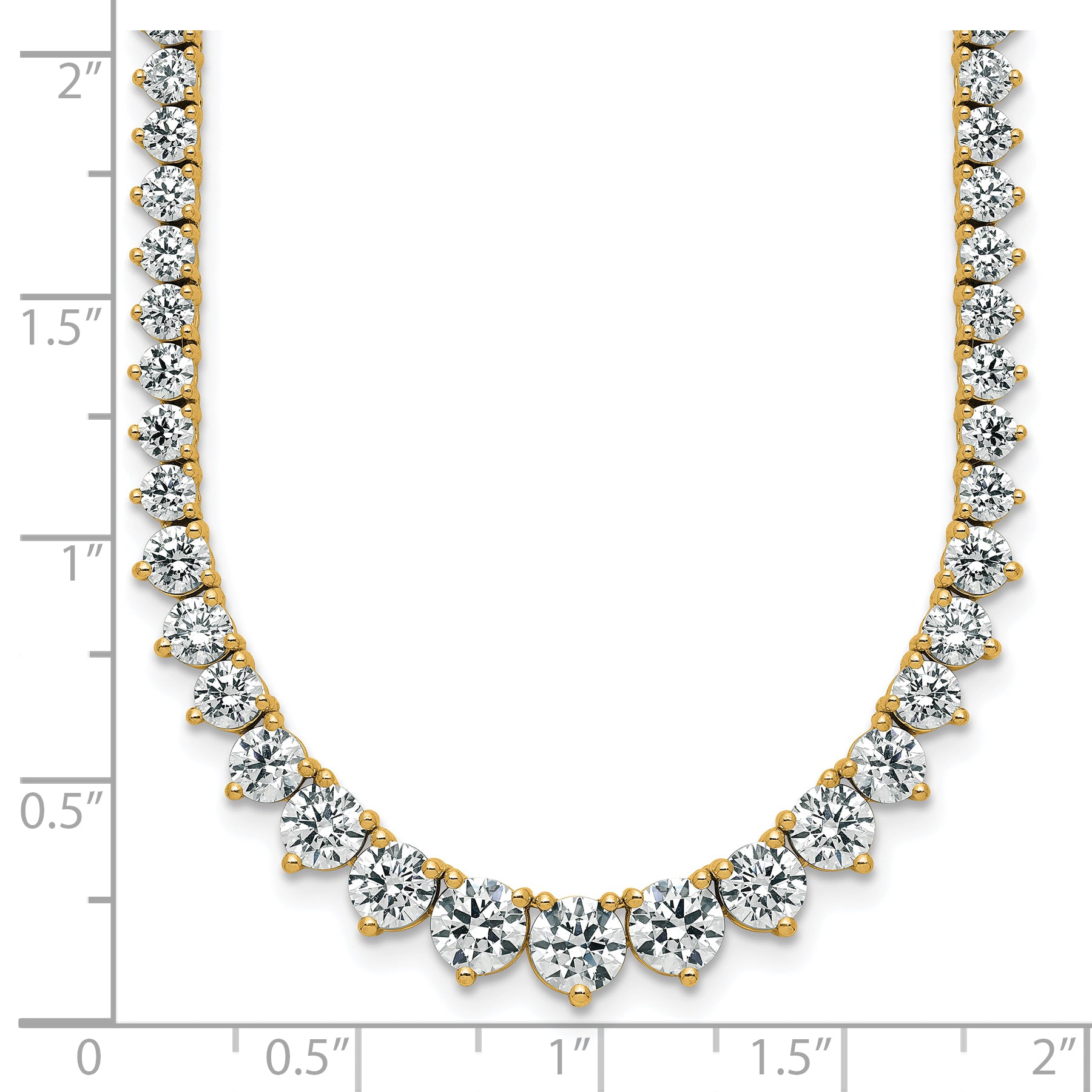 14k 16 1/3 carat Lab Grown Diamond VS+ F+ Complete Round 18 inch Graduated Tennis Necklace