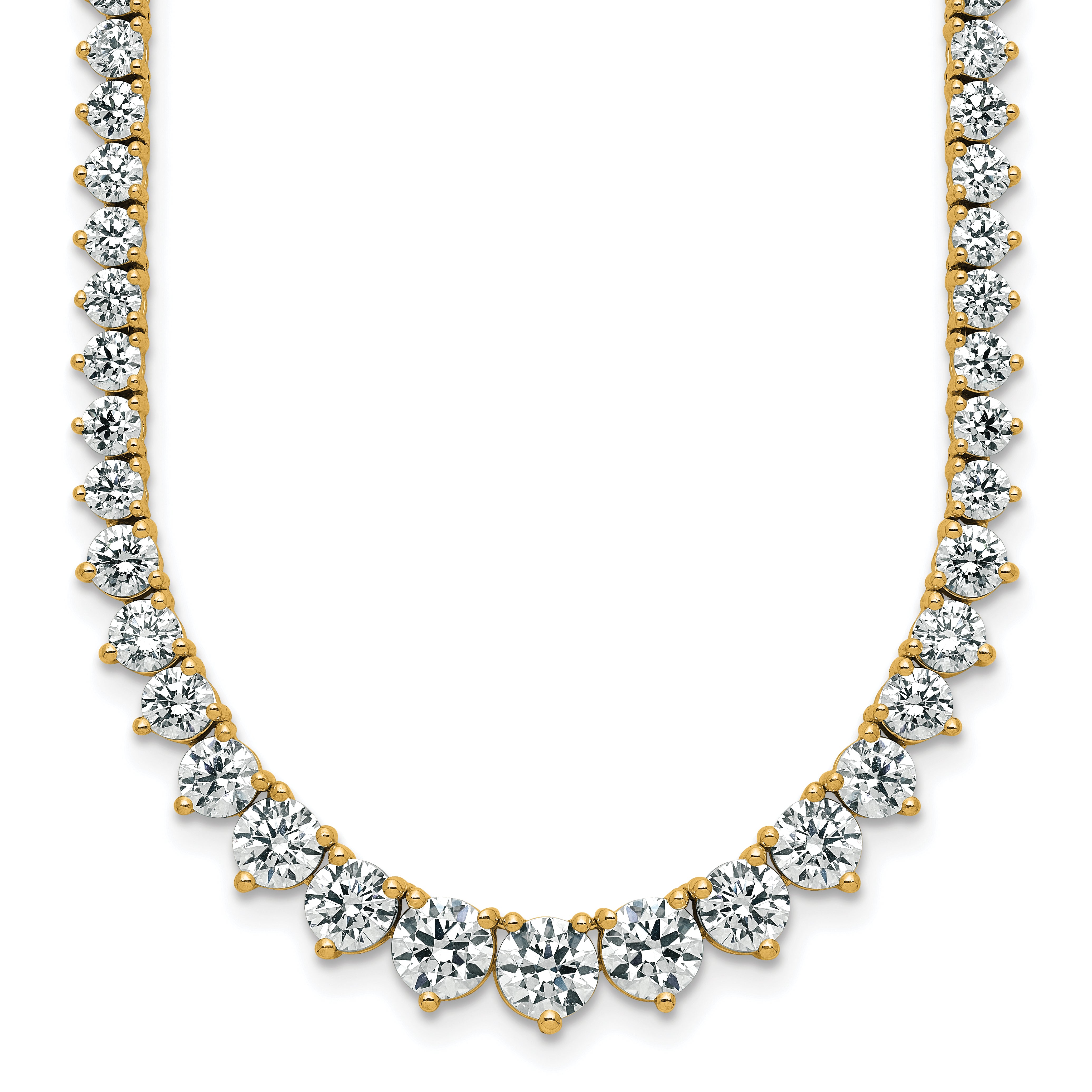 14k 16 1/3 carat Lab Grown Diamond VS+ F+ Complete Round 18 inch Graduated Tennis Necklace