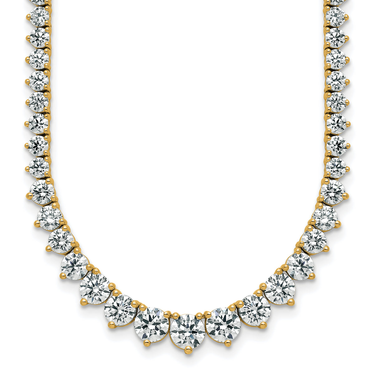 14k 16 1/3 carat Lab Grown Diamond VS+ F+ Complete Round 18 inch Graduated Tennis Necklace
