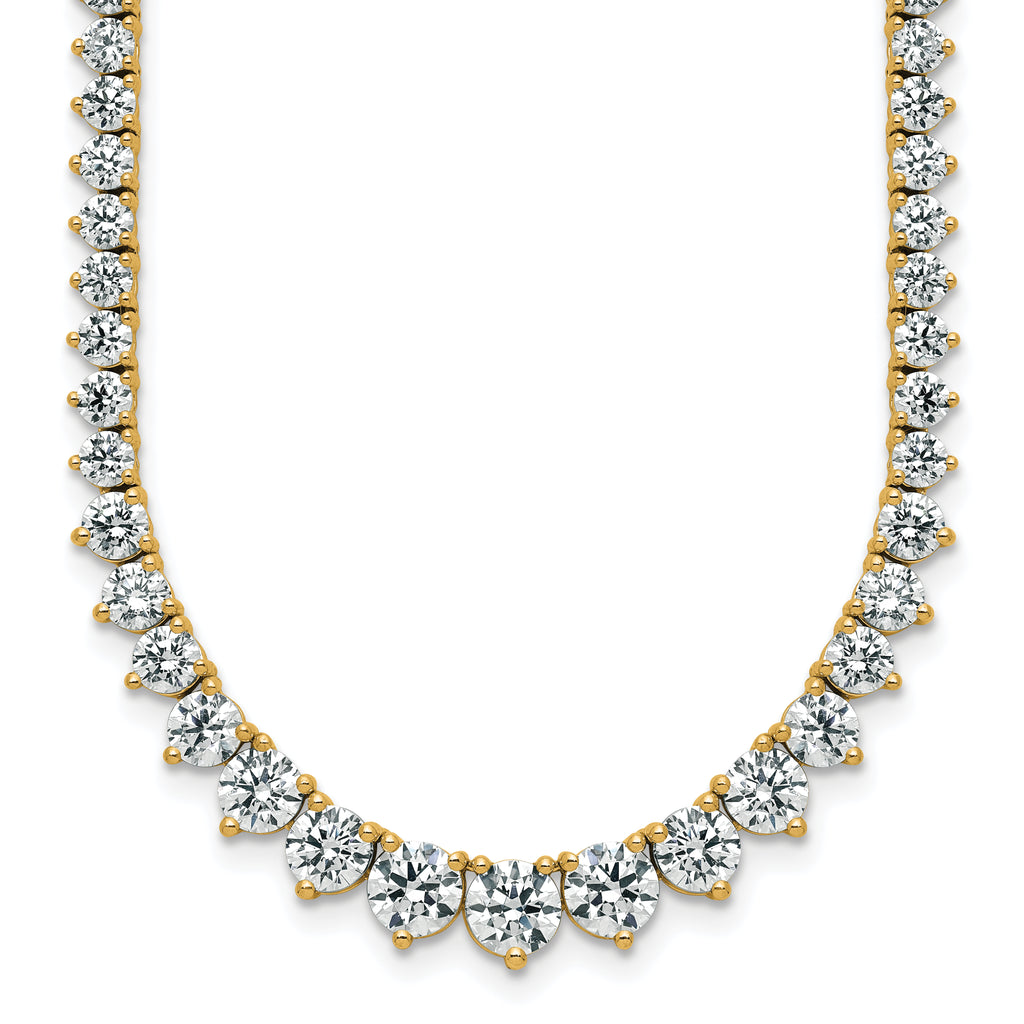 14k 16 1/3 carat Lab Grown Diamond VS+ F+ Complete Round 18 inch Graduated Tennis Necklace