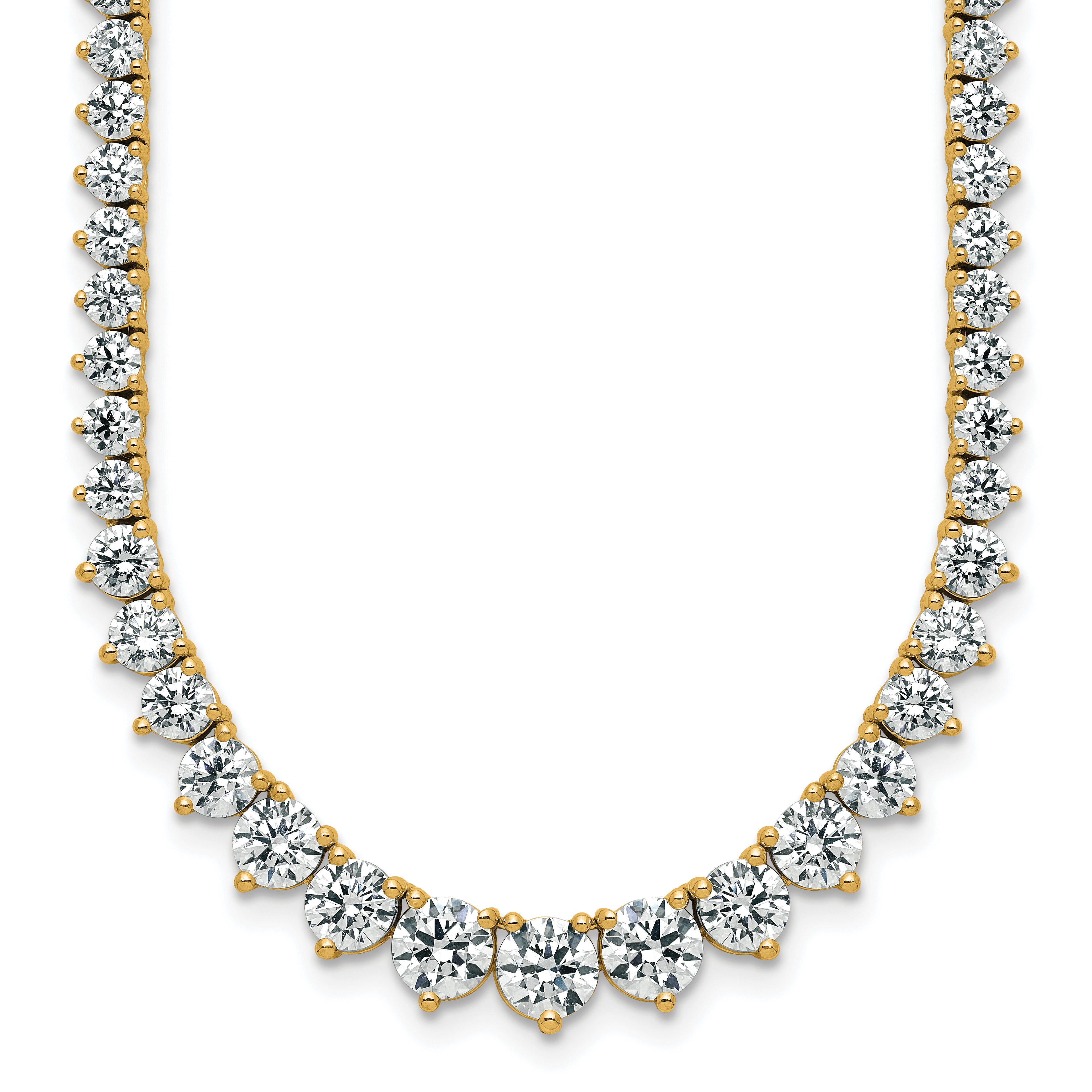 14k 16 1/3 carat Lab Grown Diamond VS+ F+ Complete Round 18 inch Graduated Tennis Necklace