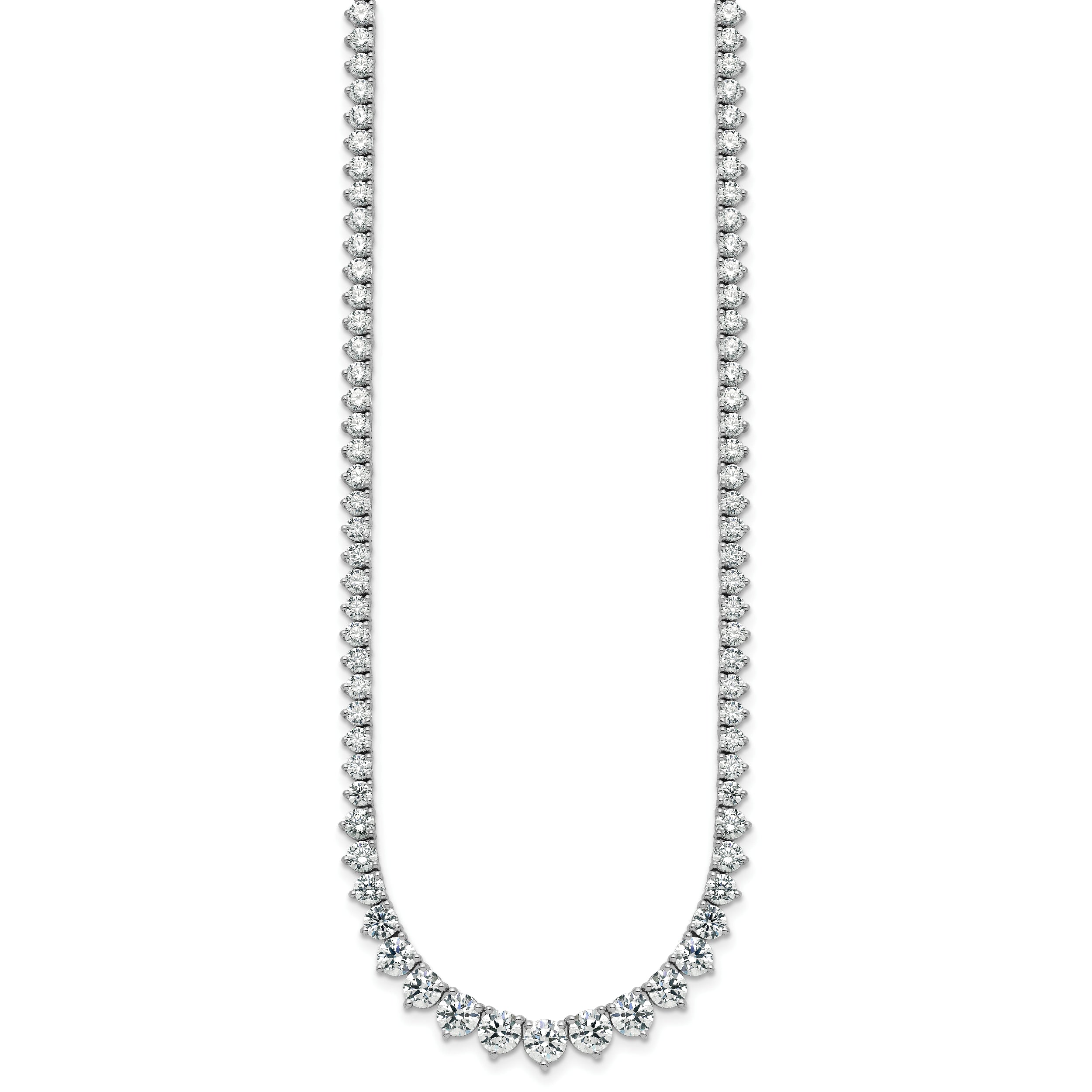 14k White Gold 11 5/8 carat Certified Lab Grown Diamond VS+ F+ Complete Round 20 inch Graduated Tennis Necklace