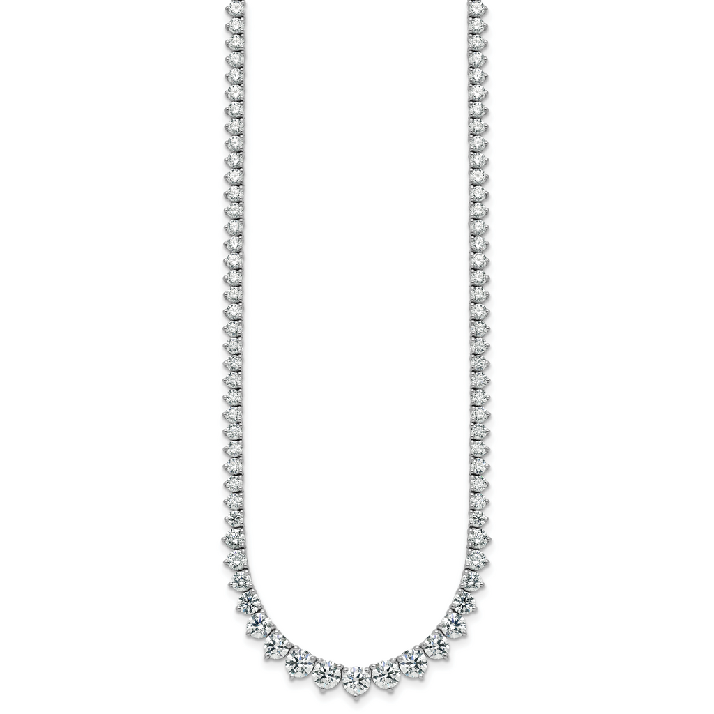14k White Gold 11 5/8 carat Certified Lab Grown Diamond VS+ F+ Complete Round 20 inch Graduated Tennis Necklace