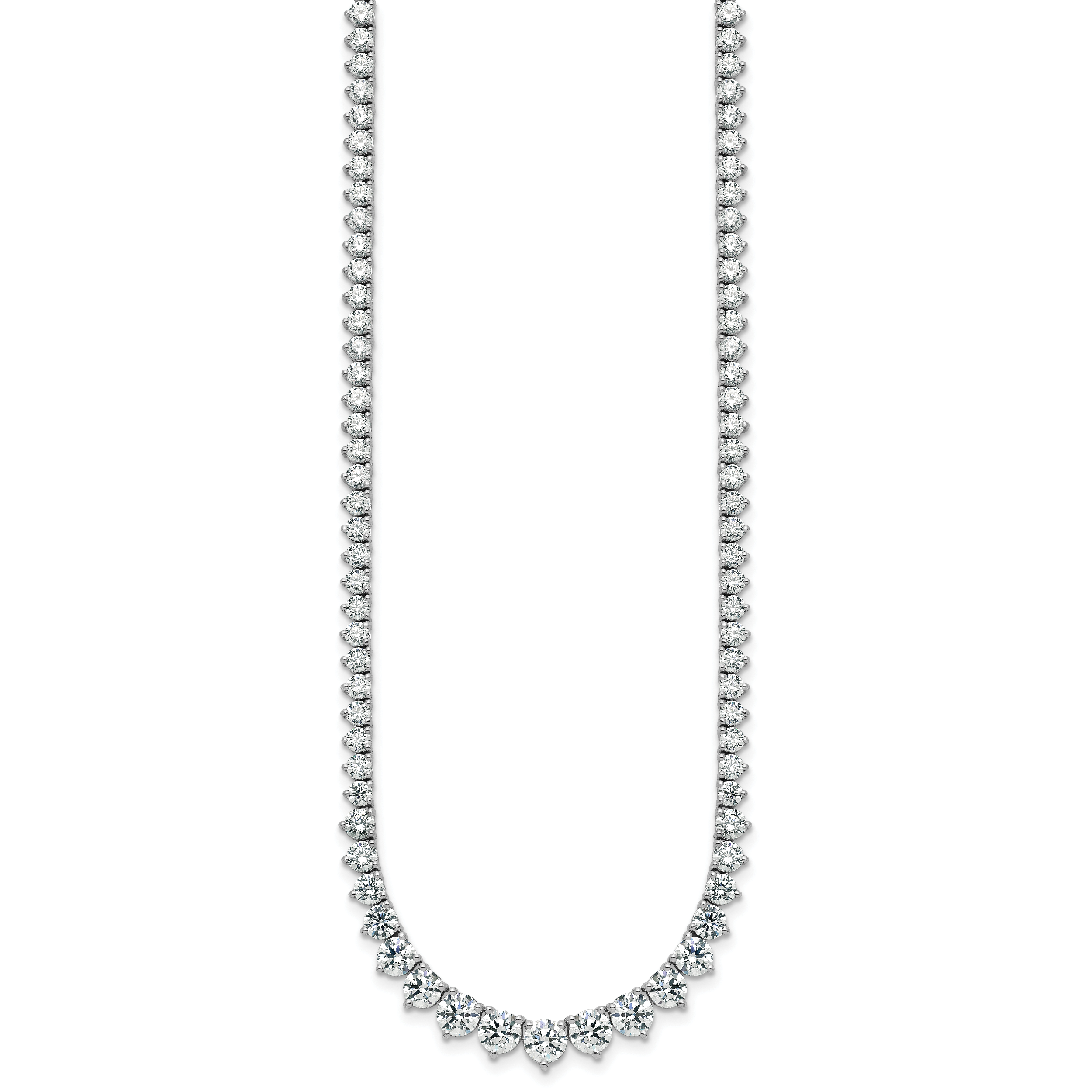 14k White Gold 11 5/8 carat Certified Lab Grown Diamond VS+ F+ Complete Round 20 inch Graduated Tennis Necklace