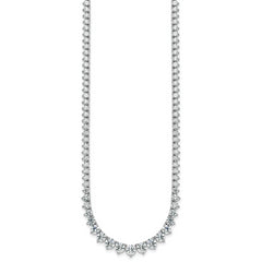 14k White Gold 11 5/8 carat Certified Lab Grown Diamond VS+ F+ Complete Round 20 inch Graduated Tennis Necklace