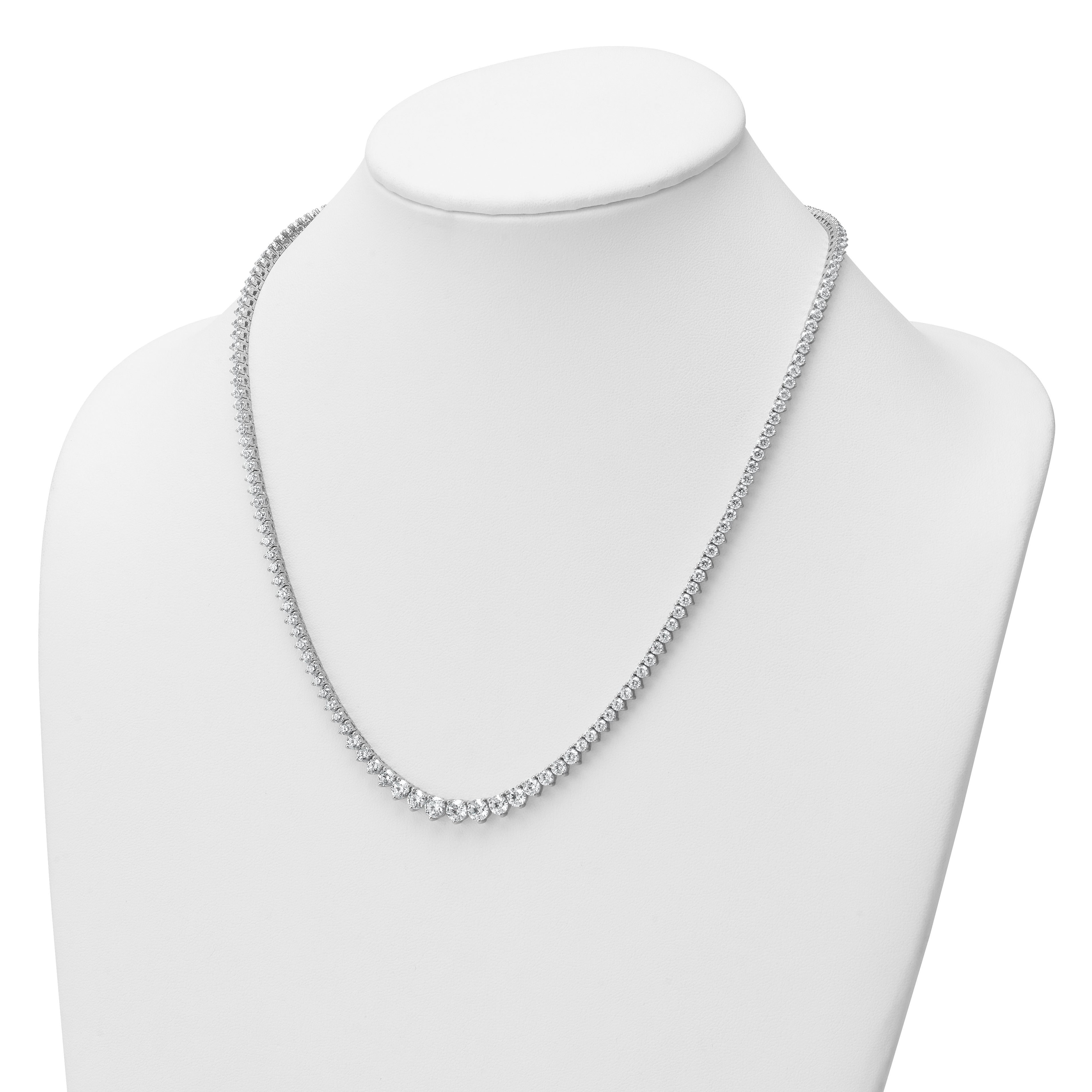 14k White Gold 11 5/8 carat Lab Grown Diamond VS+ F+ Complete Round 20 inch Graduated Tennis Necklace