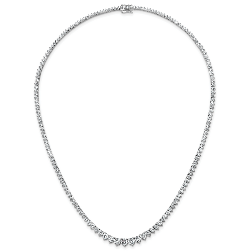 14k White Gold 11 5/8 carat Certified Lab Grown Diamond VS+ F+ Complete Round 20 inch Graduated Tennis Necklace