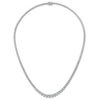 14k White Gold 11 5/8 carat Certified Lab Grown Diamond VS+ F+ Complete Round 20 inch Graduated Tennis Necklace