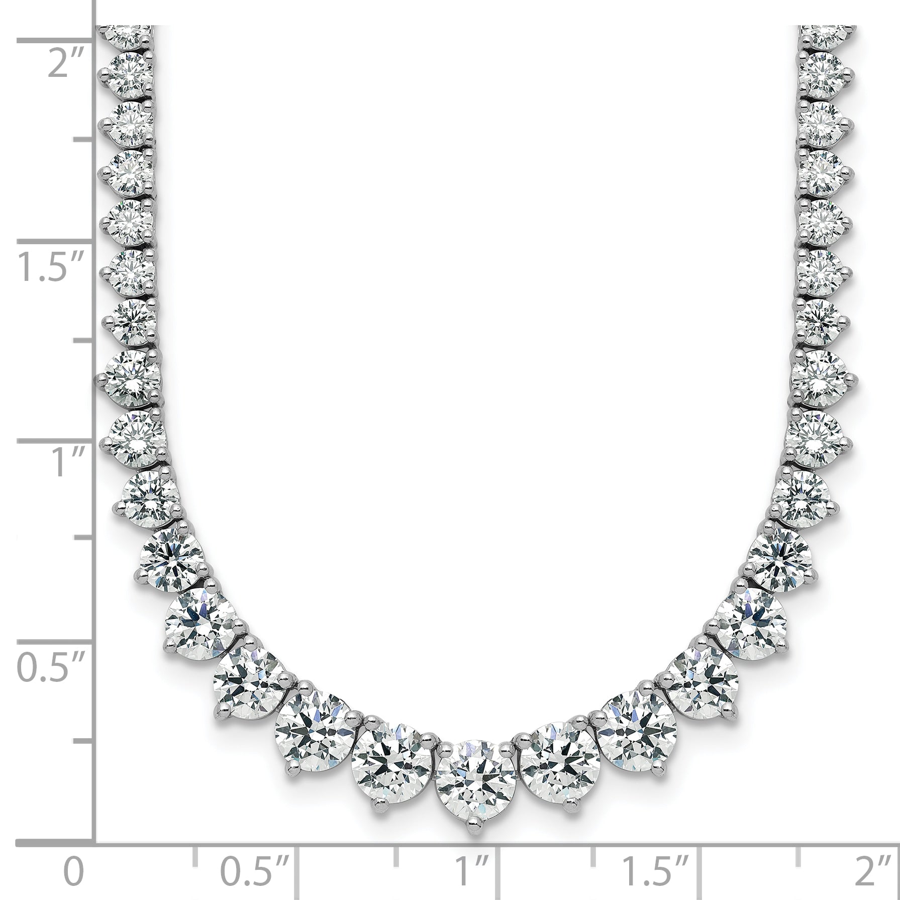 14k White Gold 11 5/8 carat Certified Lab Grown Diamond VS+ F+ Complete Round 20 inch Graduated Tennis Necklace
