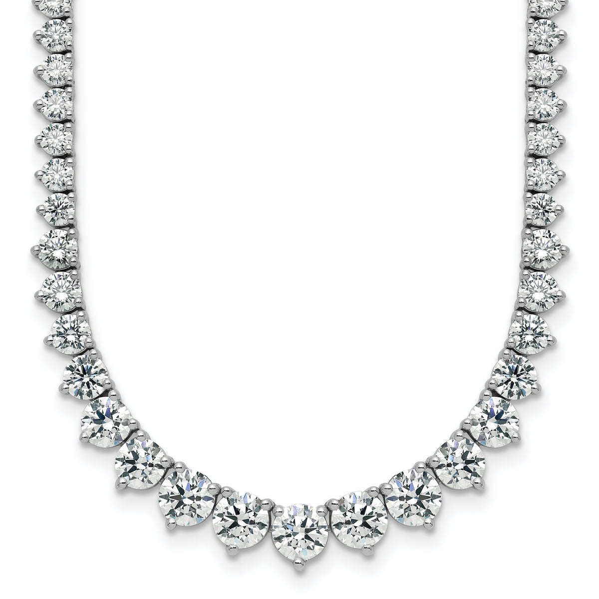 14k White Gold 11 5/8 carat Lab Grown Diamond VS+ F+ Complete Round 20 inch Graduated Tennis Necklace