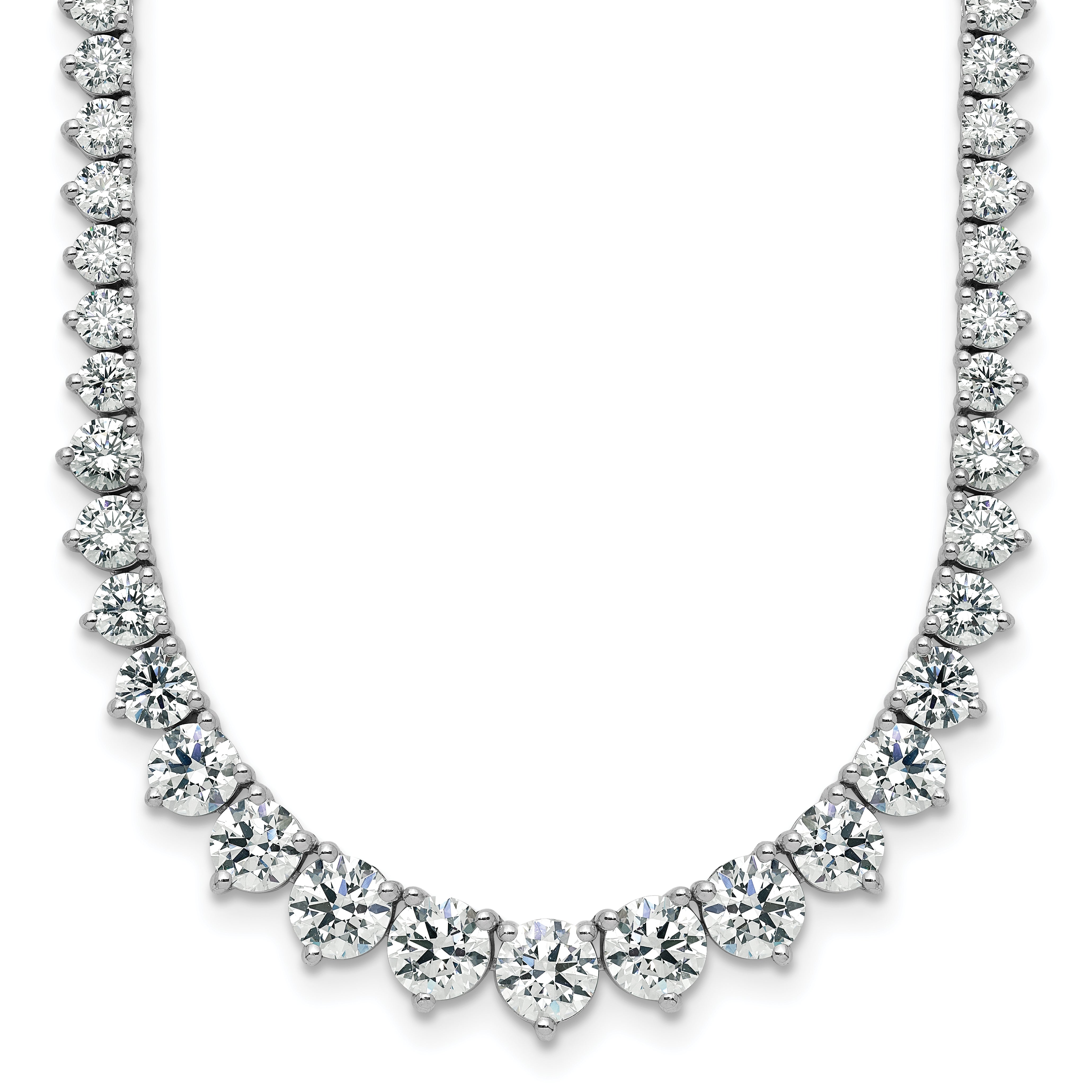 14k White Gold 11 5/8 carat Certified Lab Grown Diamond VS+ F+ Complete Round 20 inch Graduated Tennis Necklace