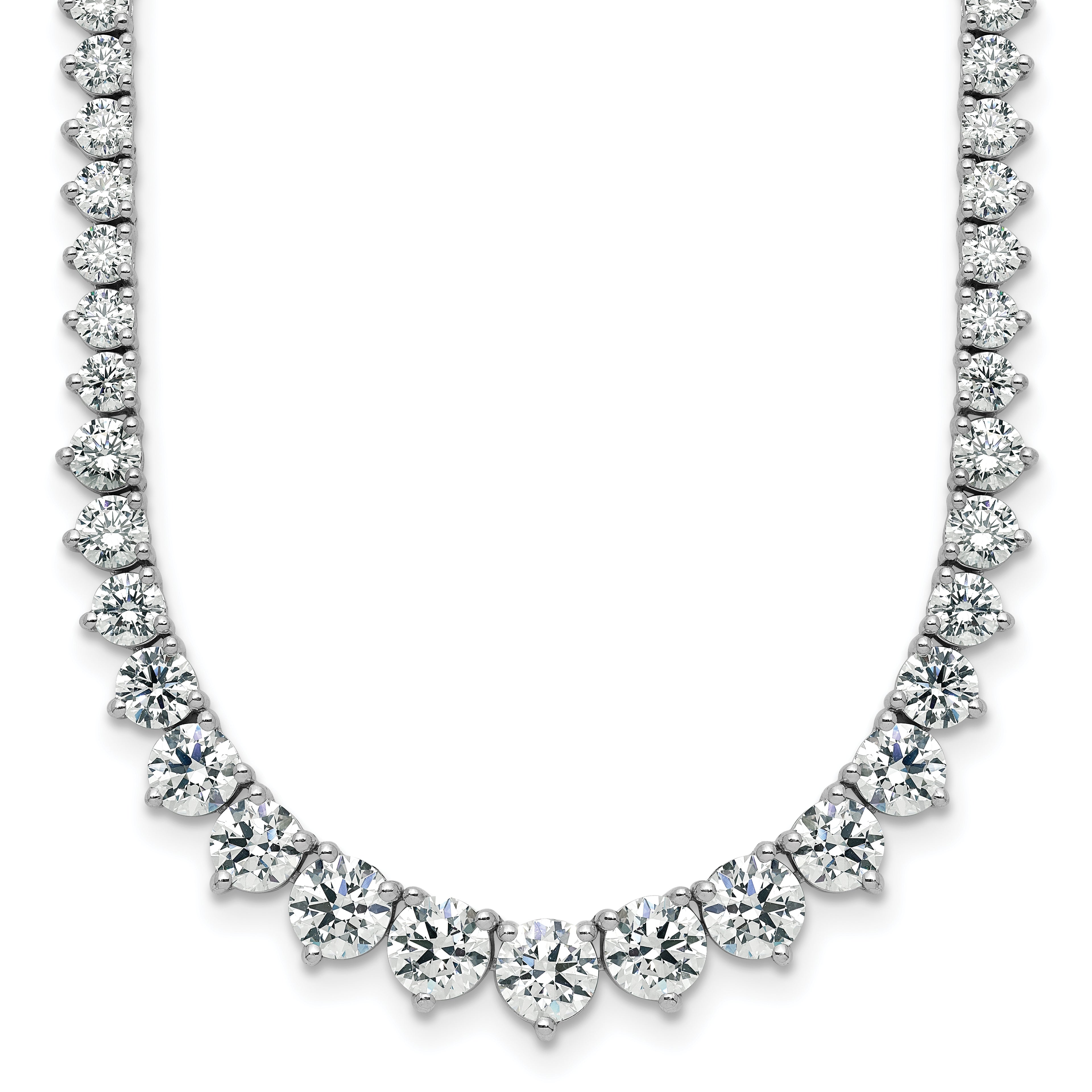 14k White Gold 11 5/8 carat Certified Lab Grown Diamond VS+ F+ Complete Round 20 inch Graduated Tennis Necklace