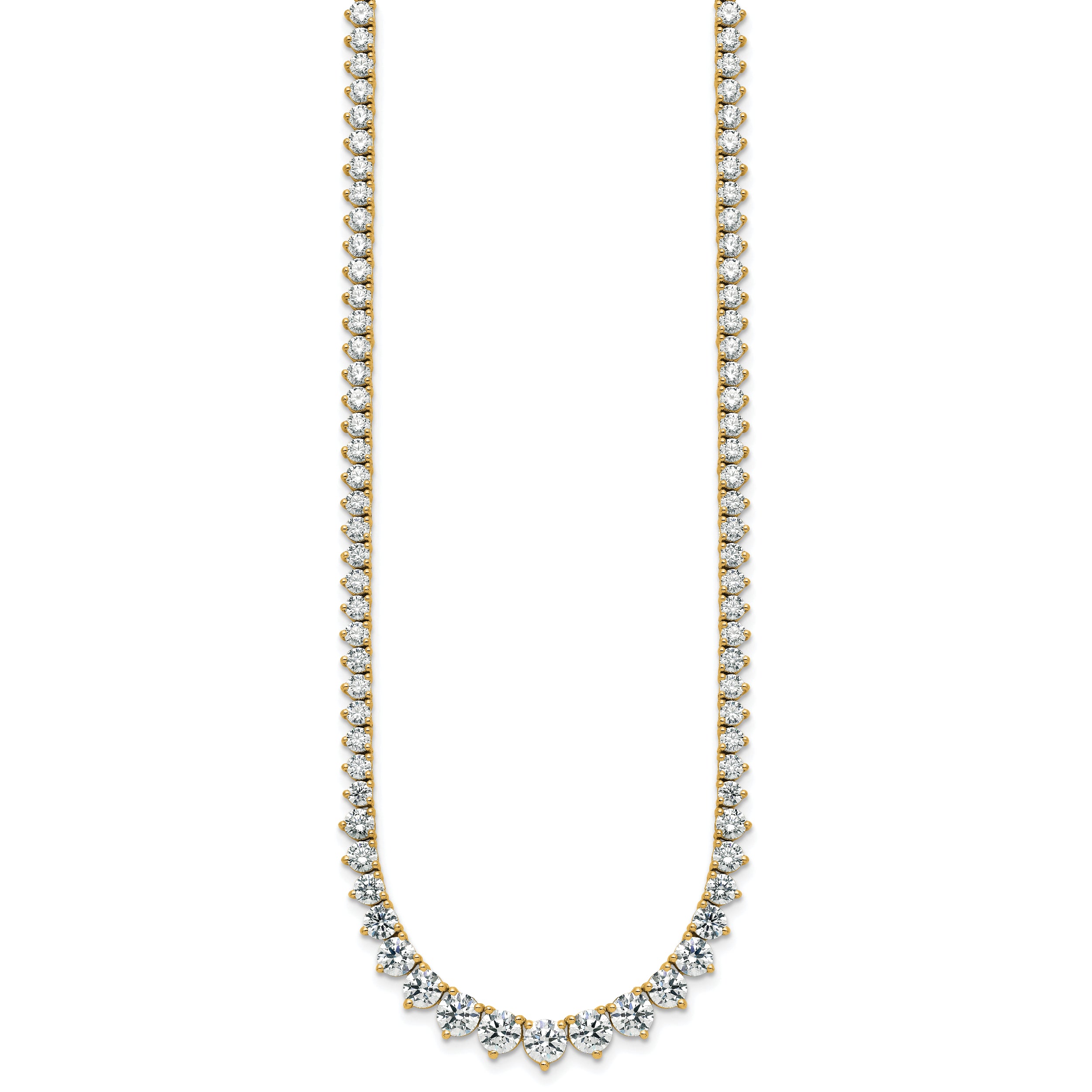 14k 11 5/8 carat Lab Grown Diamond VS+ F+ Complete Round 20 inch Graduated Tennis Necklace