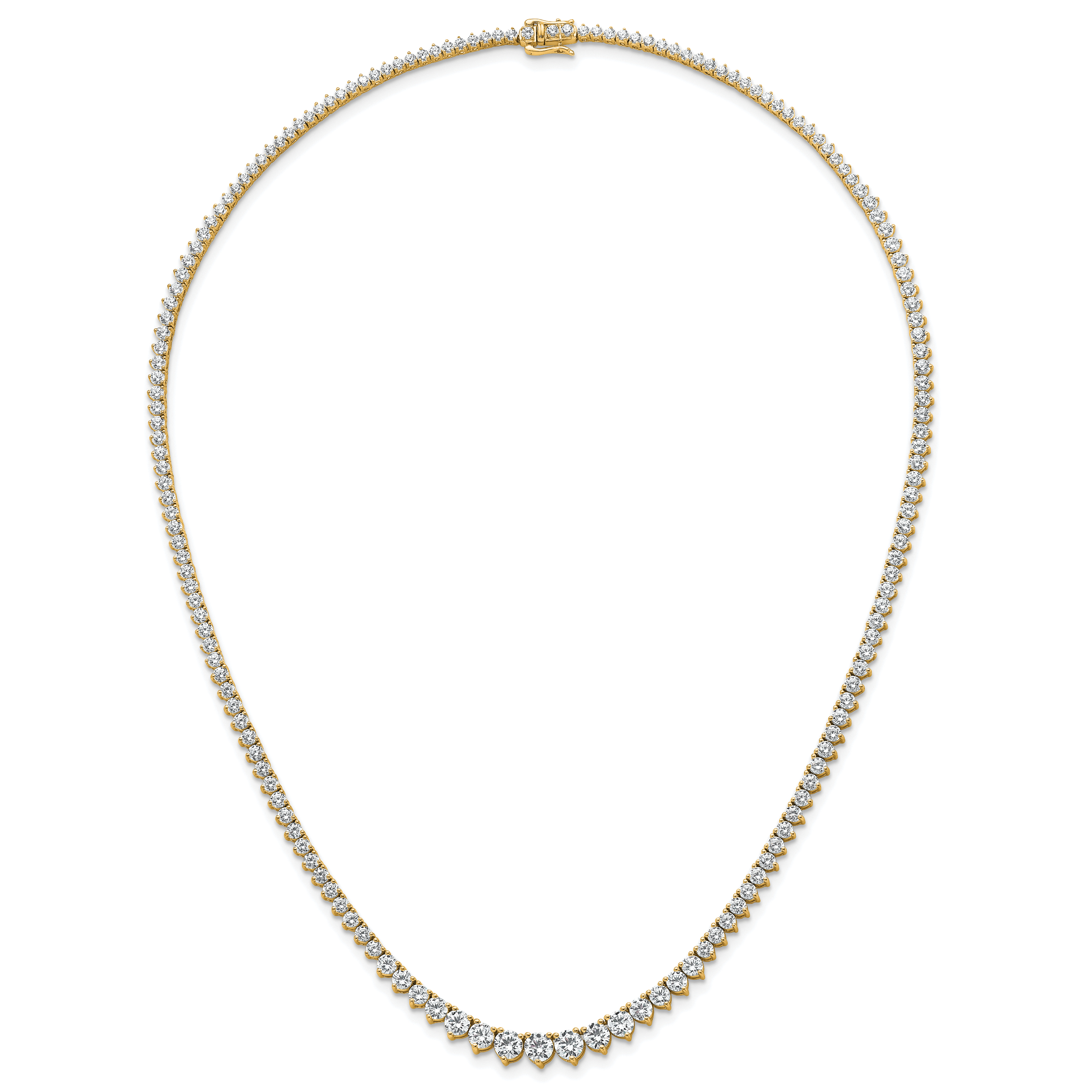 14k 11 5/8 carat Lab Grown Diamond VS+ F+ Complete Round 20 inch Graduated Tennis Necklace