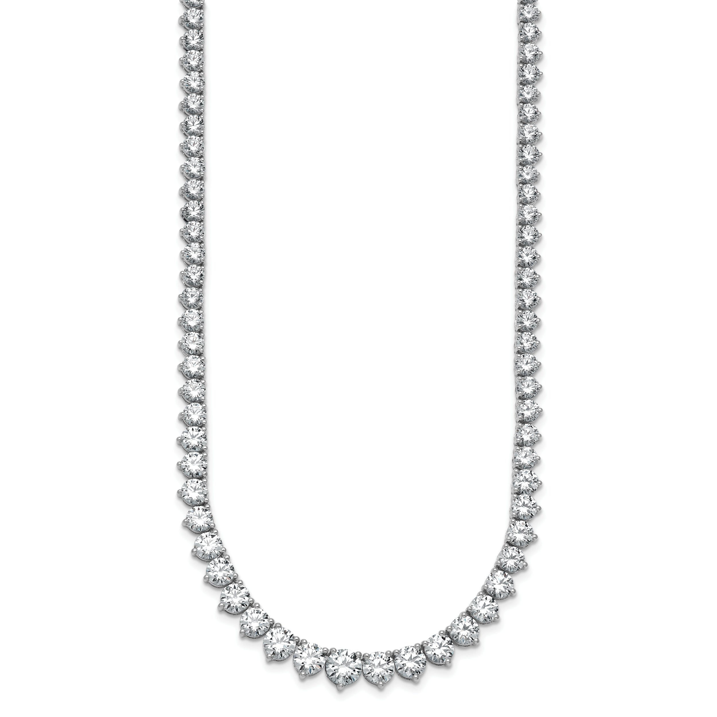 14k White Gold 25 3/8 carat Lab Grown Diamond VS/SI+ G+ Complete Round 16 inch Graduated Tennis Necklace