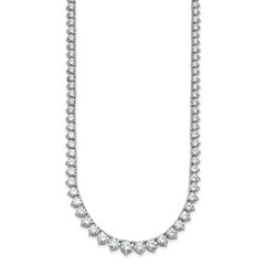 14k White Gold 25 3/8 carat Lab Grown Diamond VS/SI+ G+ Complete Round 16 inch Graduated Tennis Necklace