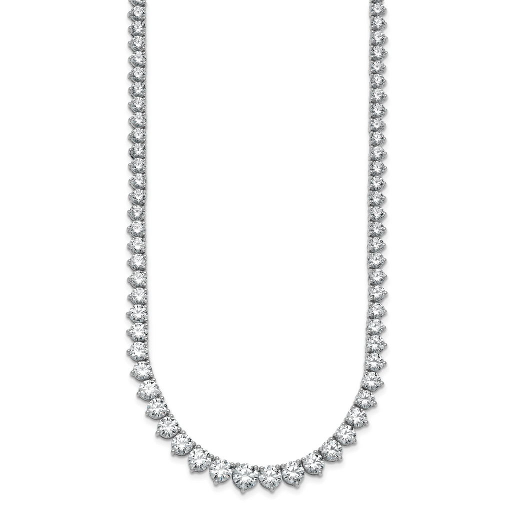 14k White Gold 25 3/8 carat Certified Lab Grown Diamond VS/SI+ G+ Complete Round 16 inch Graduated Tennis Necklace
