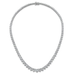 14k White Gold 25 3/8 carat Lab Grown Diamond VS/SI+ G+ Complete Round 16 inch Graduated Tennis Necklace