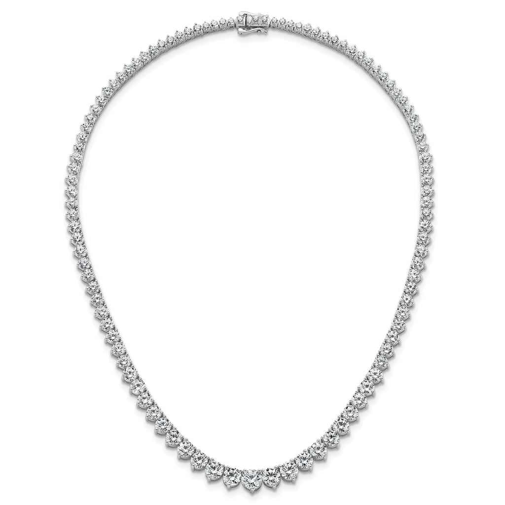 14k White Gold 25 3/8 carat Certified Lab Grown Diamond VS/SI+ G+ Complete Round 16 inch Graduated Tennis Necklace