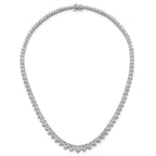 14k White Gold 25 3/8 carat Certified Lab Grown Diamond VS+ F+ Complete Round 16 inch Graduated Tennis Necklace