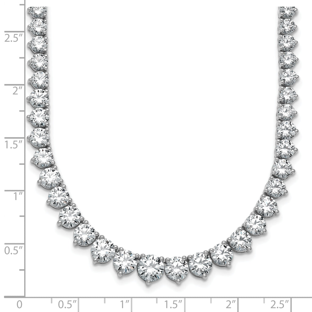 14k White Gold 25 3/8 carat Certified Lab Grown Diamond VS+ F+ Complete Round 16 inch Graduated Tennis Necklace