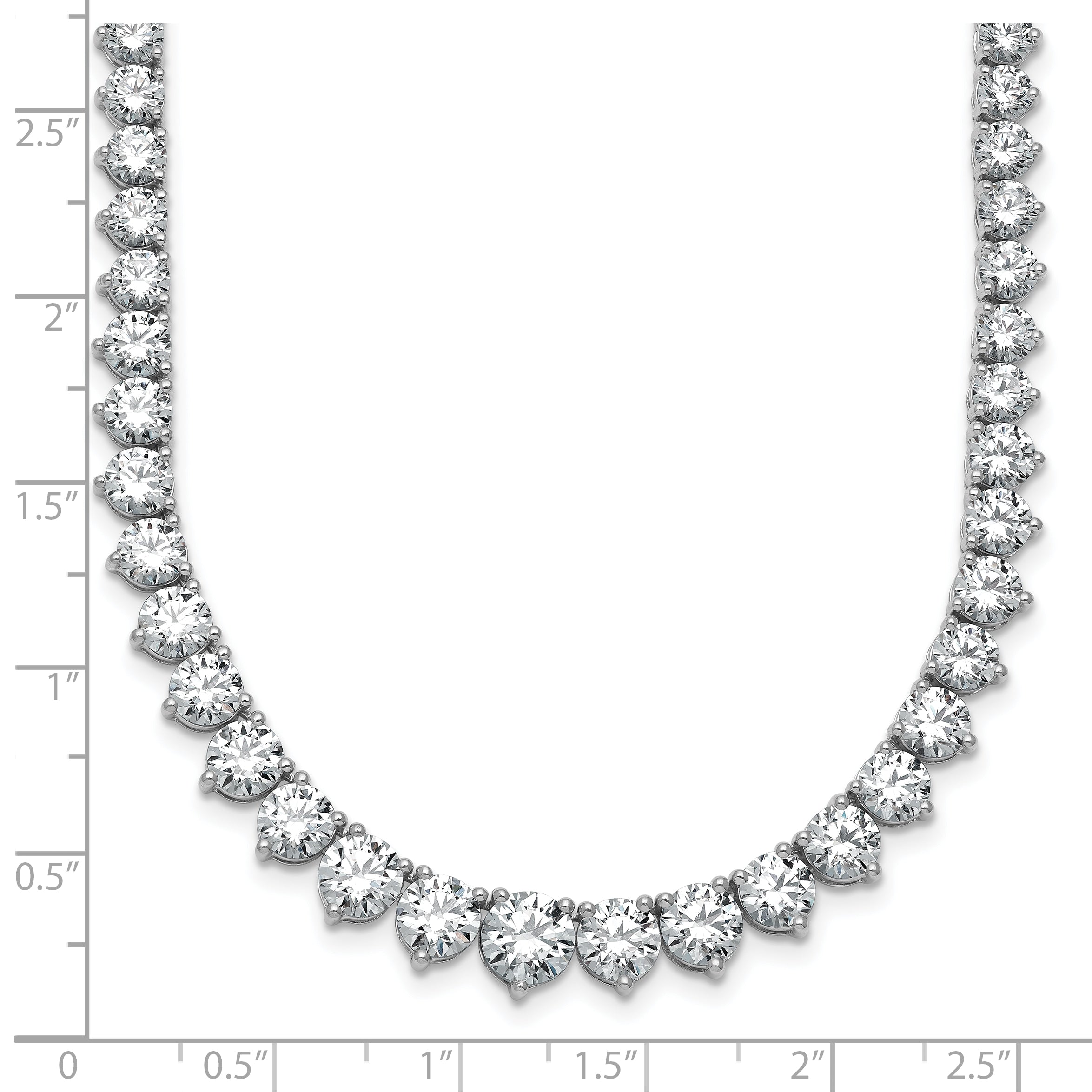 14k White Gold 25 3/8 carat Lab Grown Diamond VS/SI+ G+ Complete Round 16 inch Graduated Tennis Necklace