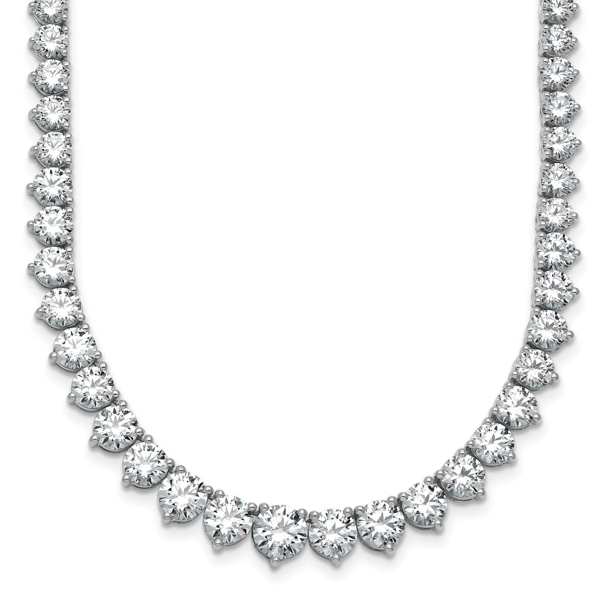 14k White Gold 25 3/8 carat Certified Lab Grown Diamond VS+ F+ Complete Round 16 inch Graduated Tennis Necklace