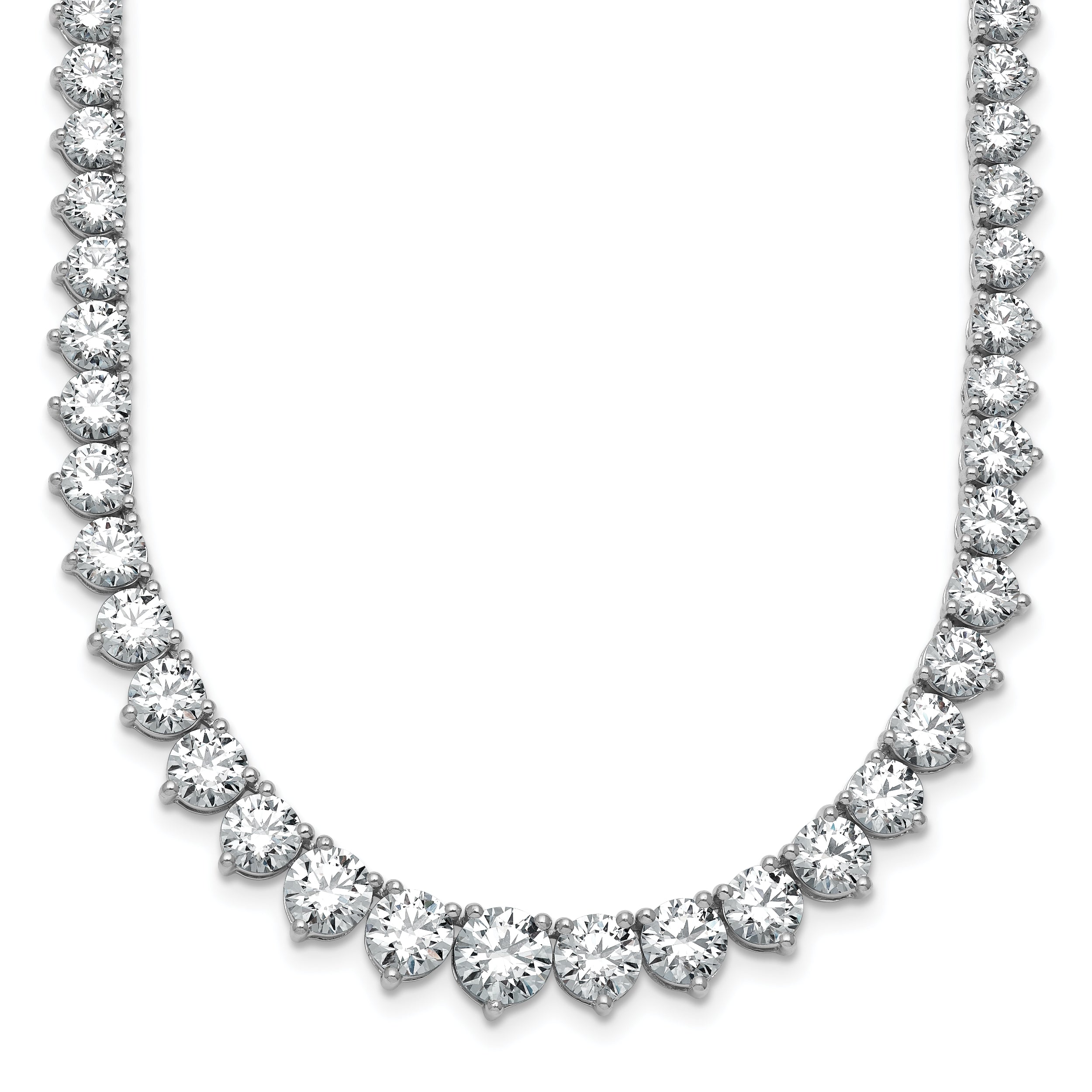 14k White Gold 25 3/8 carat Lab Grown Diamond VS/SI+ G+ Complete Round 16 inch Graduated Tennis Necklace